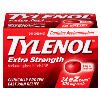 Tylenol Acetaminophen Tablets USP Extra Strength 500 mg Each 24 eZtabs