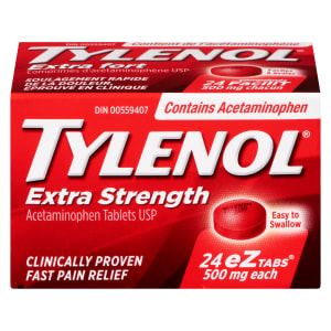 Tylenol Acetaminophen Tablets USP Extra Strength 500 mg Each 24 eZtabs