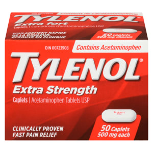 Tylenol Acetaminophen Tablets USP Extra Strength 500 mg Each 50 Caplets