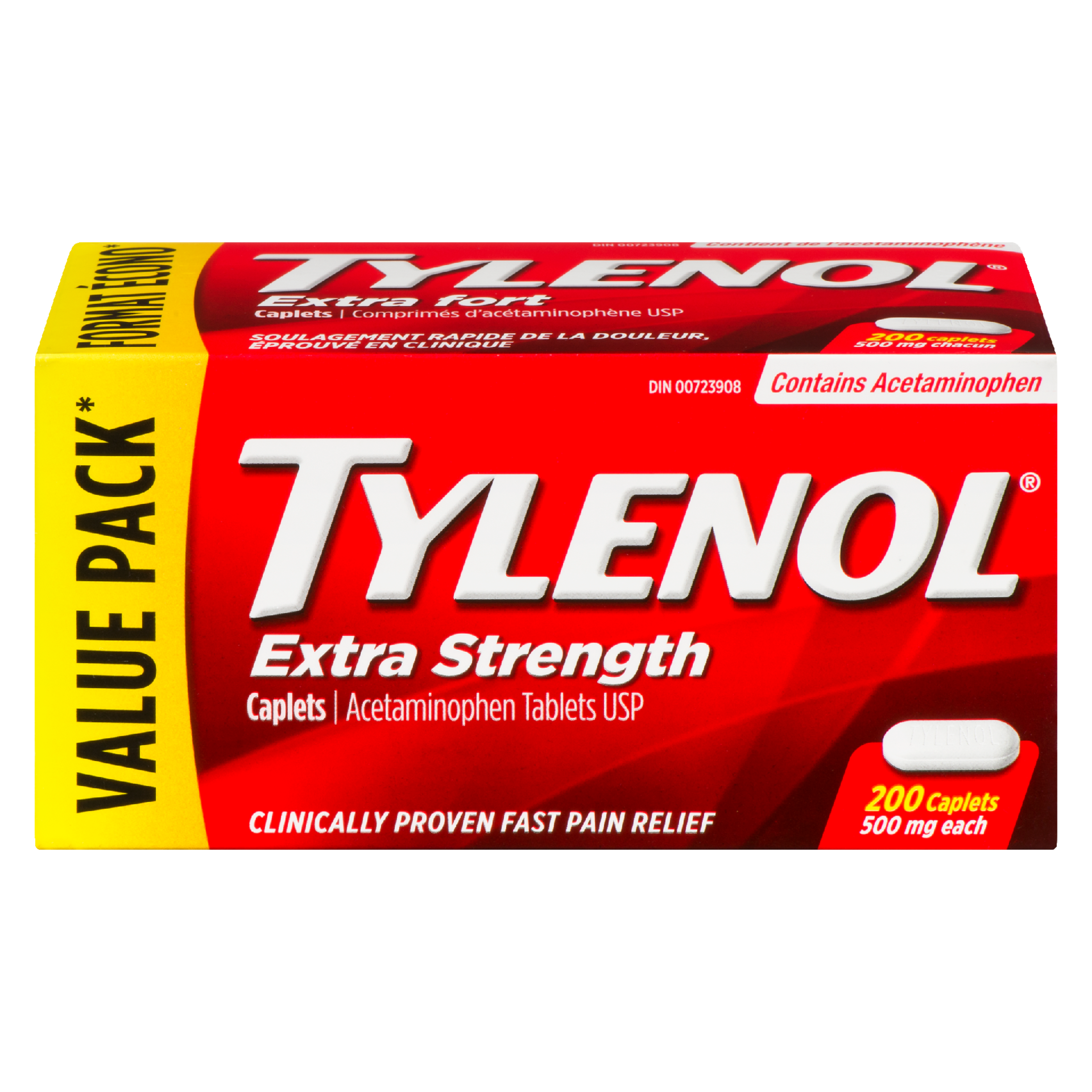 Tylenol Acetaminophen Tablets USP Extra Strength 500 mg Each Value Pack 200 Caplets