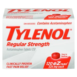 Tylenol Acetaminophen Tablets USP Regular Strength 325 mg Each 120 eZtabs
