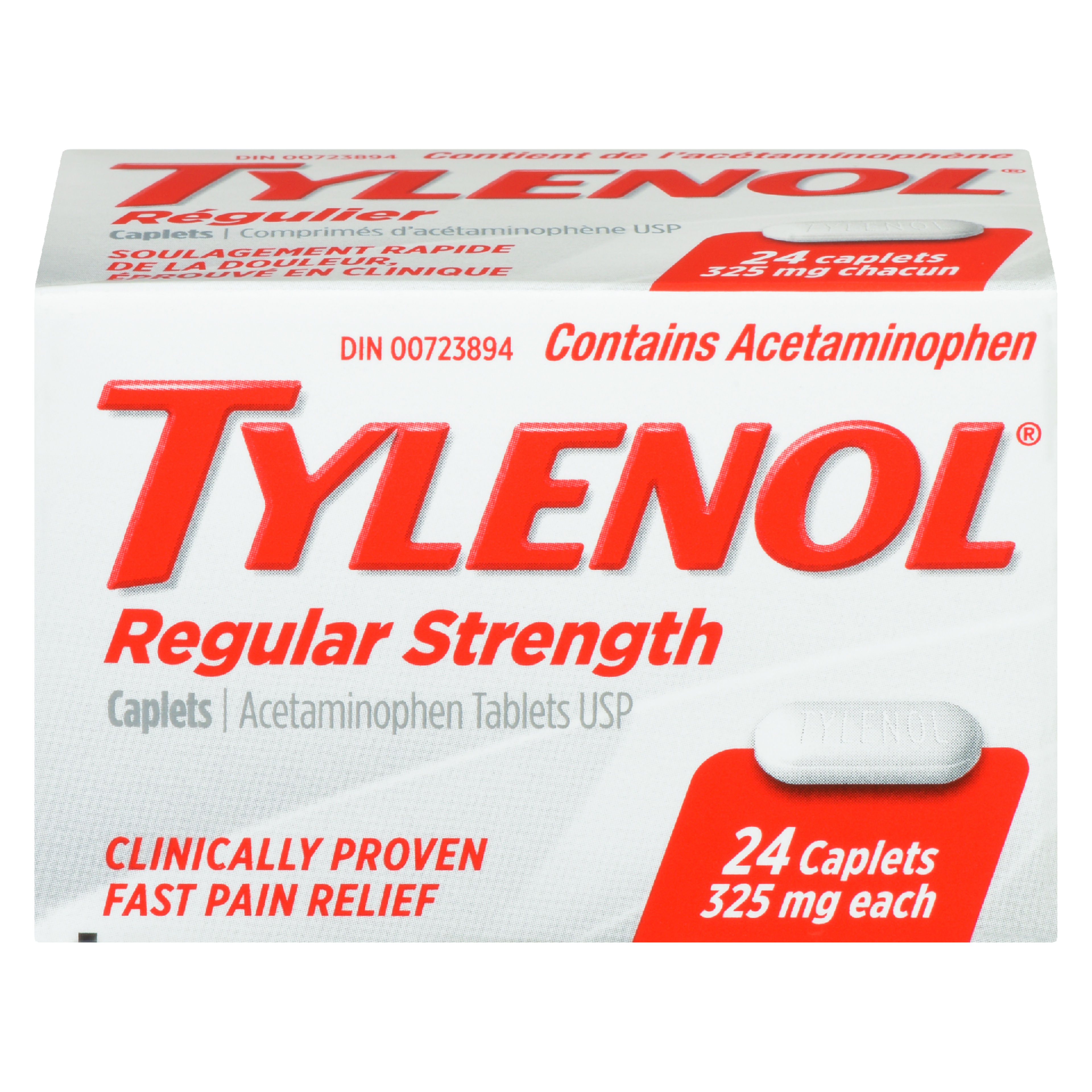 Tylenol Acetaminophen Tablets USP Regular Strength 325 mg Each 24 Caplets