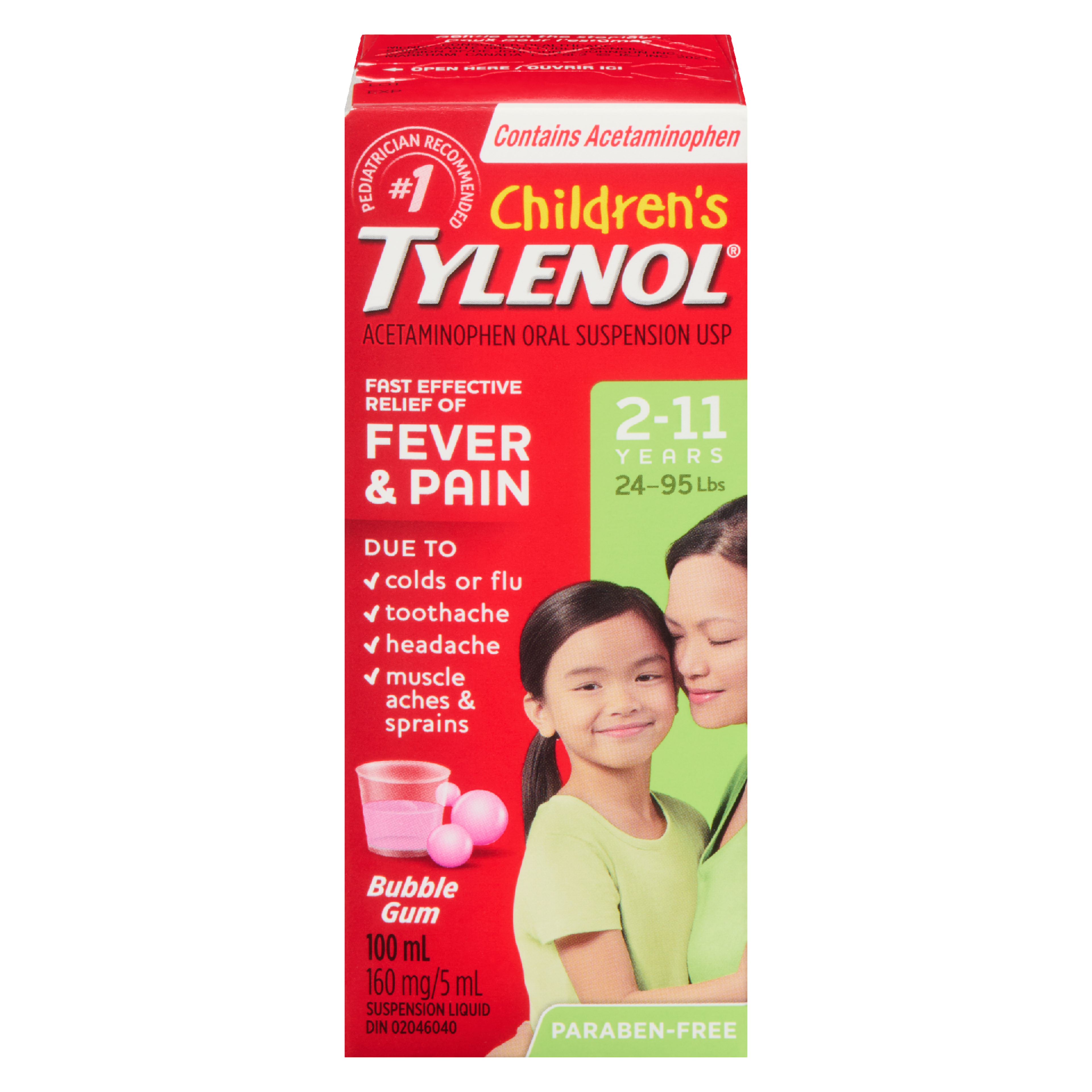 TYLENOL Children's Acetaminophen Oral Suspension USP Suspension Liquid Bubble Gum 2-11 Years 100 ml