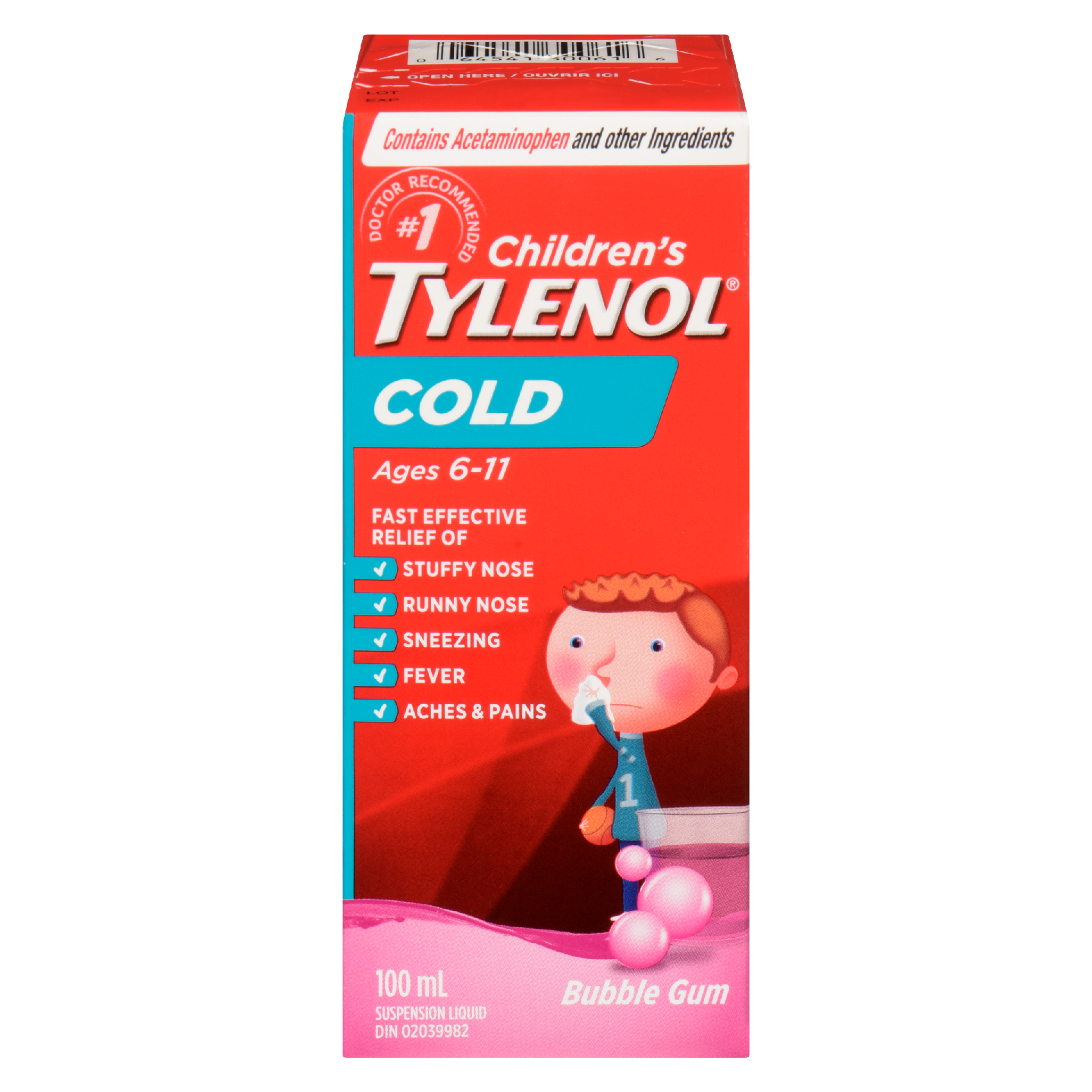 Tylenol Children's Suspension Liquid Cold Ages 6-11 Bubble Gum 100 ml