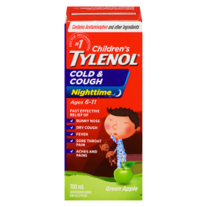Tylenol Children's Suspension Liquid Cold & Cough Nighttime Green Apple Ages 6-11 100 ml