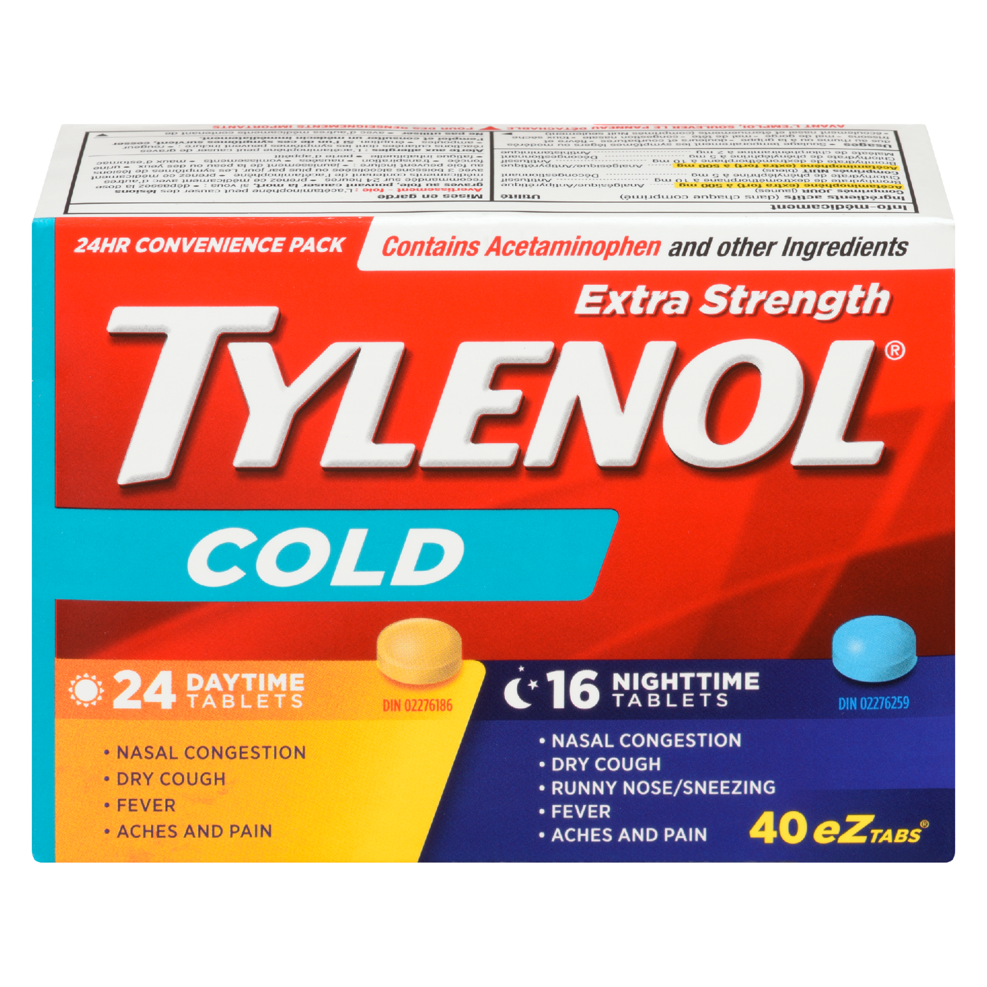 Tylenol Cold Extra Strength 24 Hr Convenience Pack 40 eZtabs