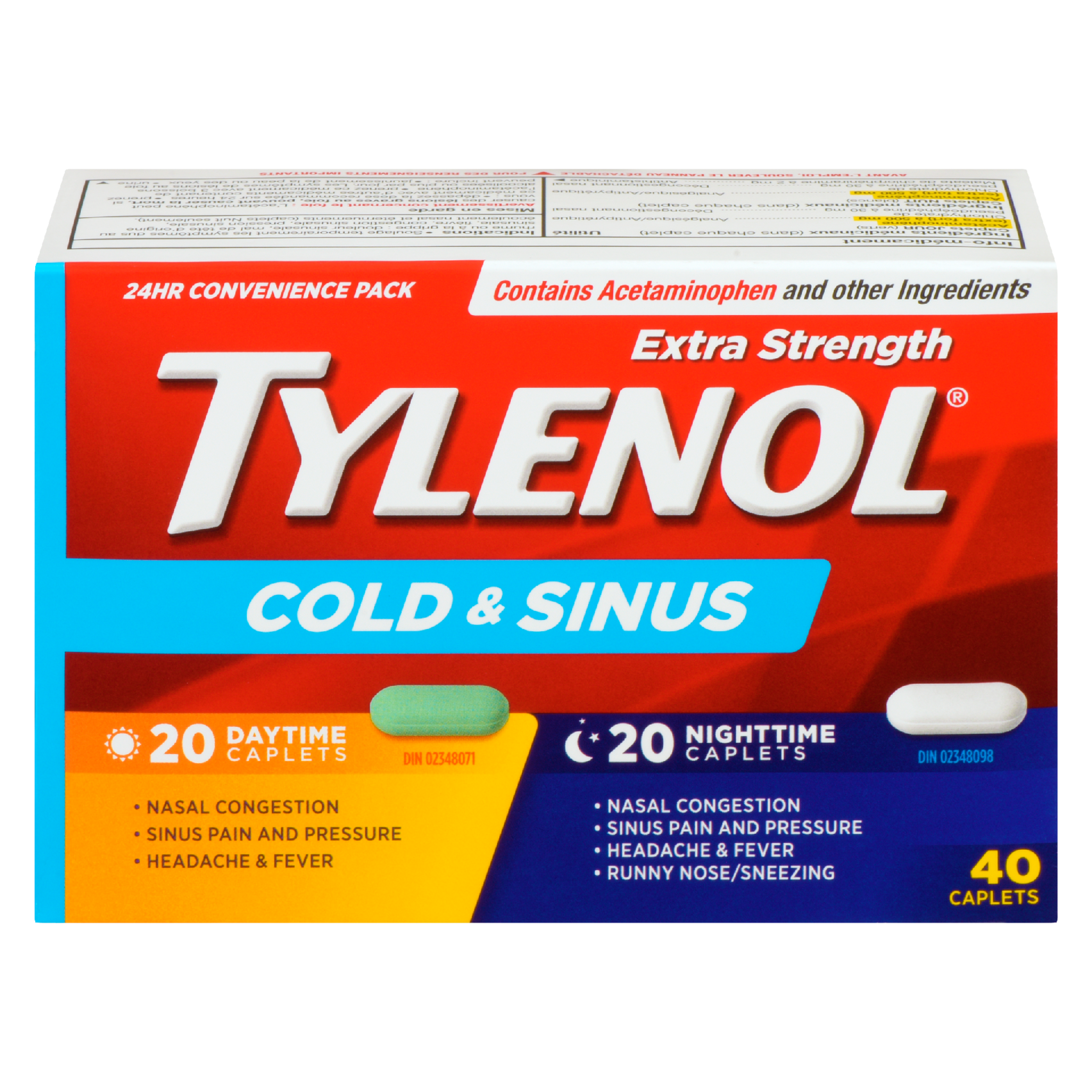 Tylenol Cold & Sinus Extra Strength 24Hr Convenience Pack 40 Caplets