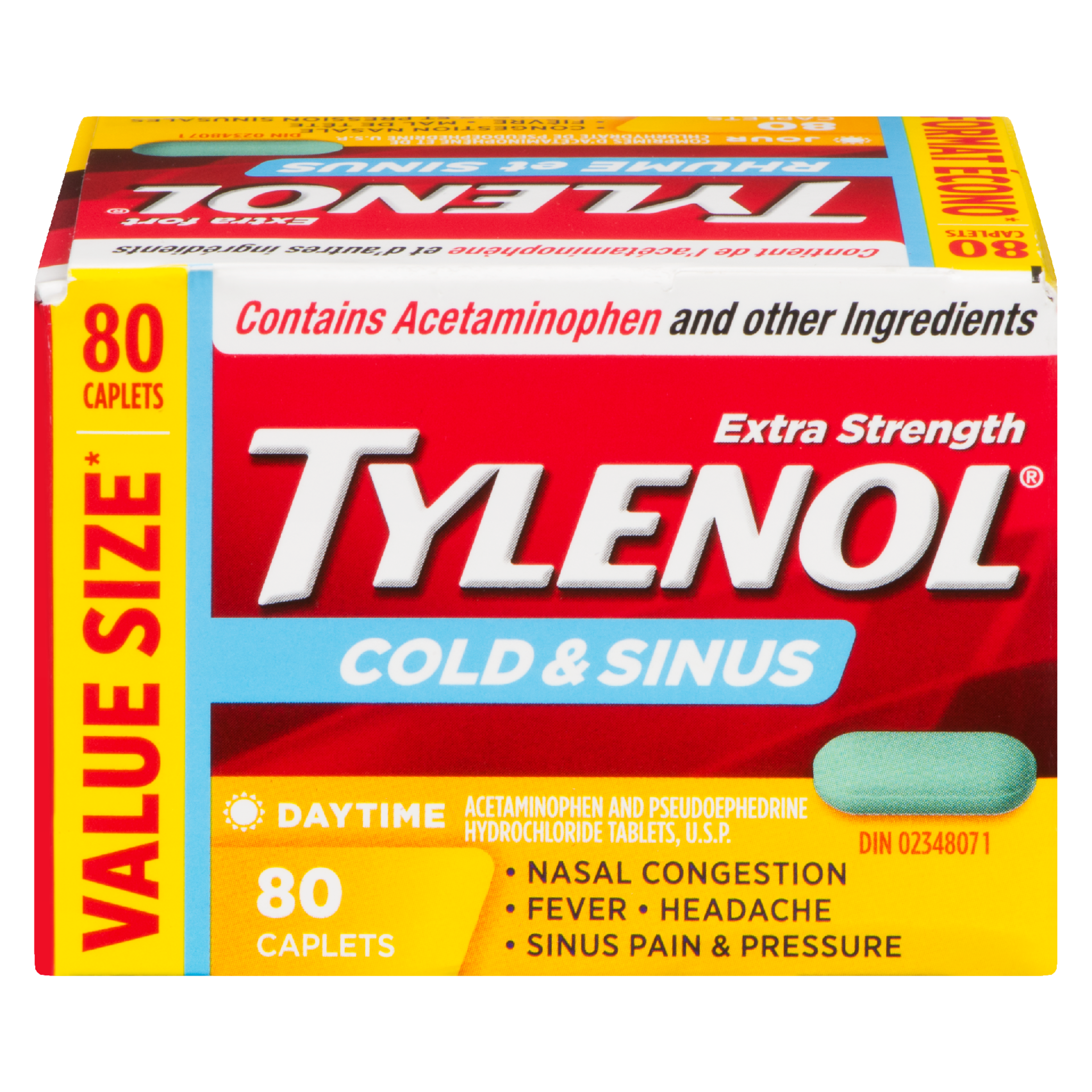 Tylenol Cold & Sinus Extra Strength Daytime Value Size 80 Caplets