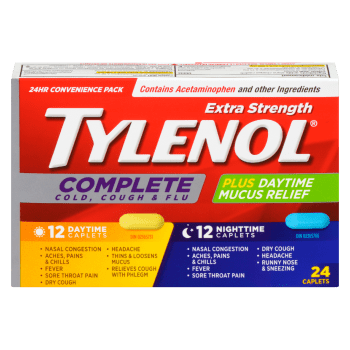 Tylenol Complete Cold, Cough & Flu Extra Strength 24 Hr Convenience Pack 24 Caplets