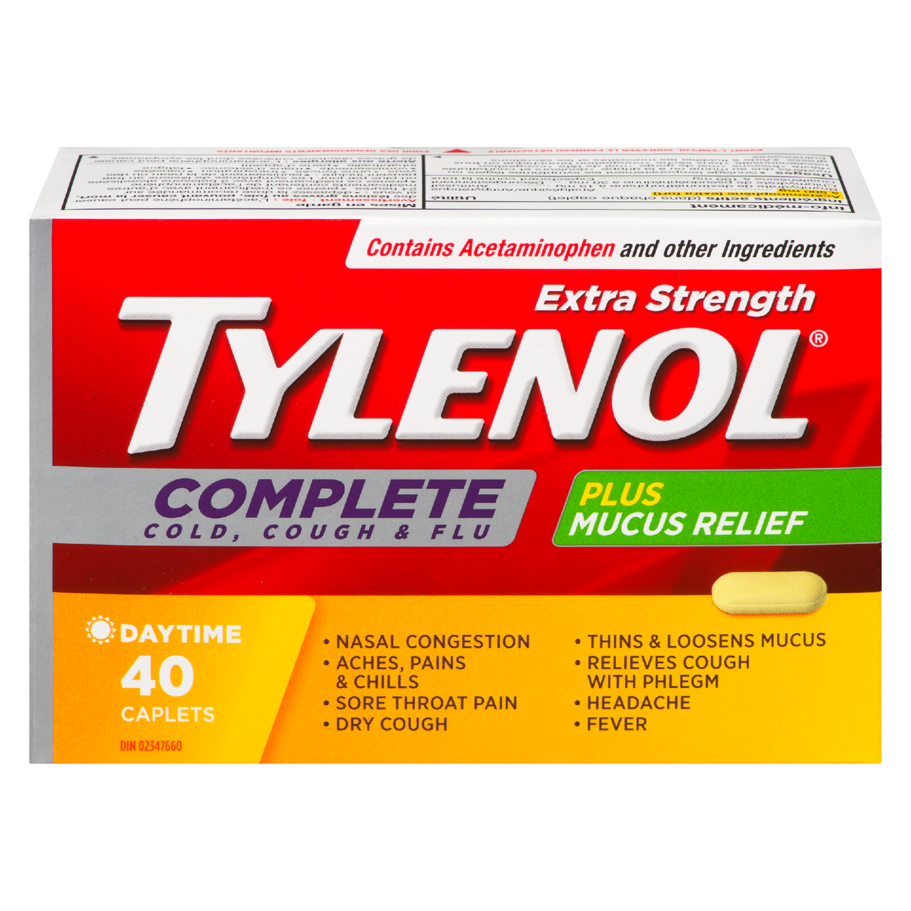 Tylenol Complete Cold, Cough & Flu Extra Strength Daytime 40 Caplets