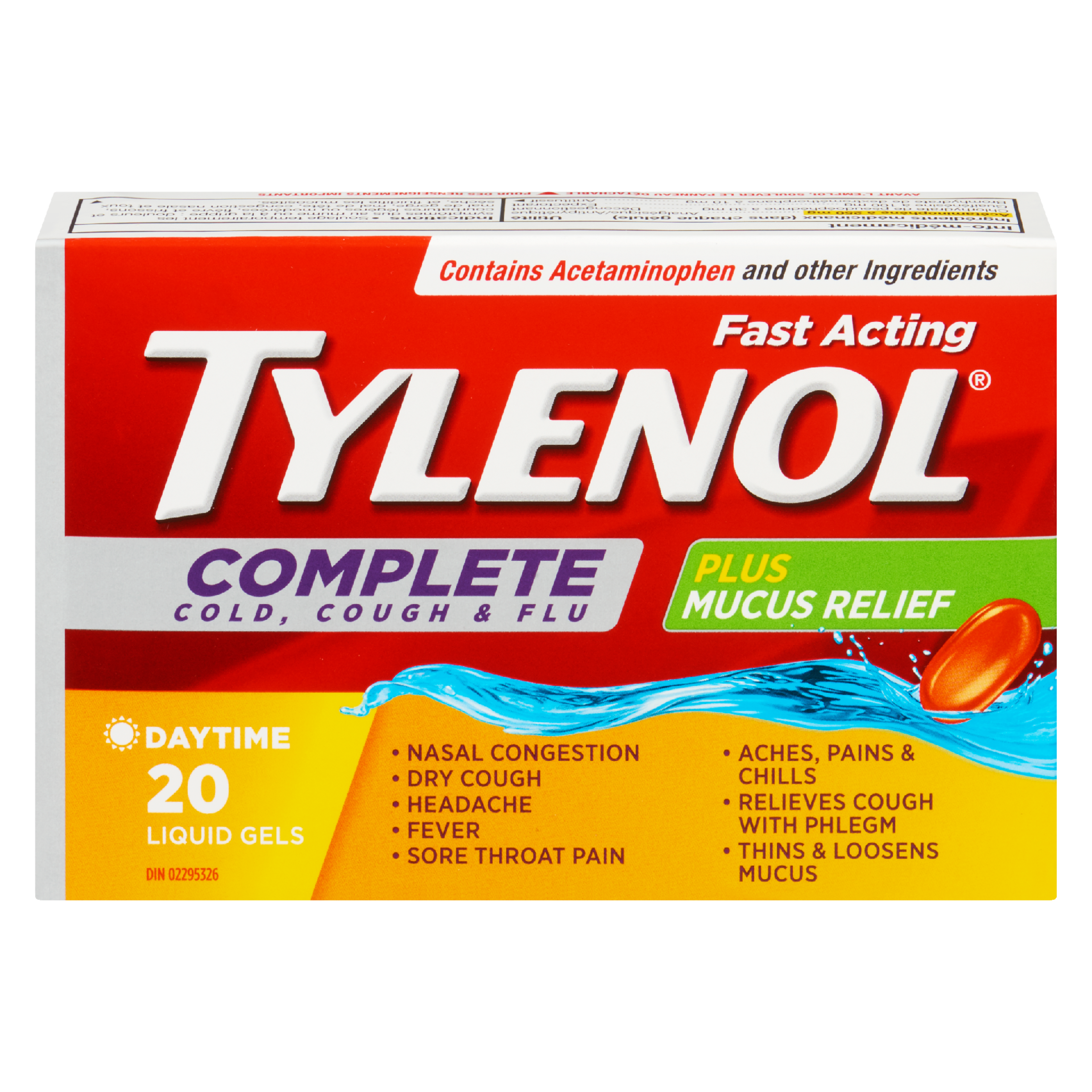 Tylenol Complete Cold, Cough & Flu Fast Acting Daytime 20 Liquid Gels