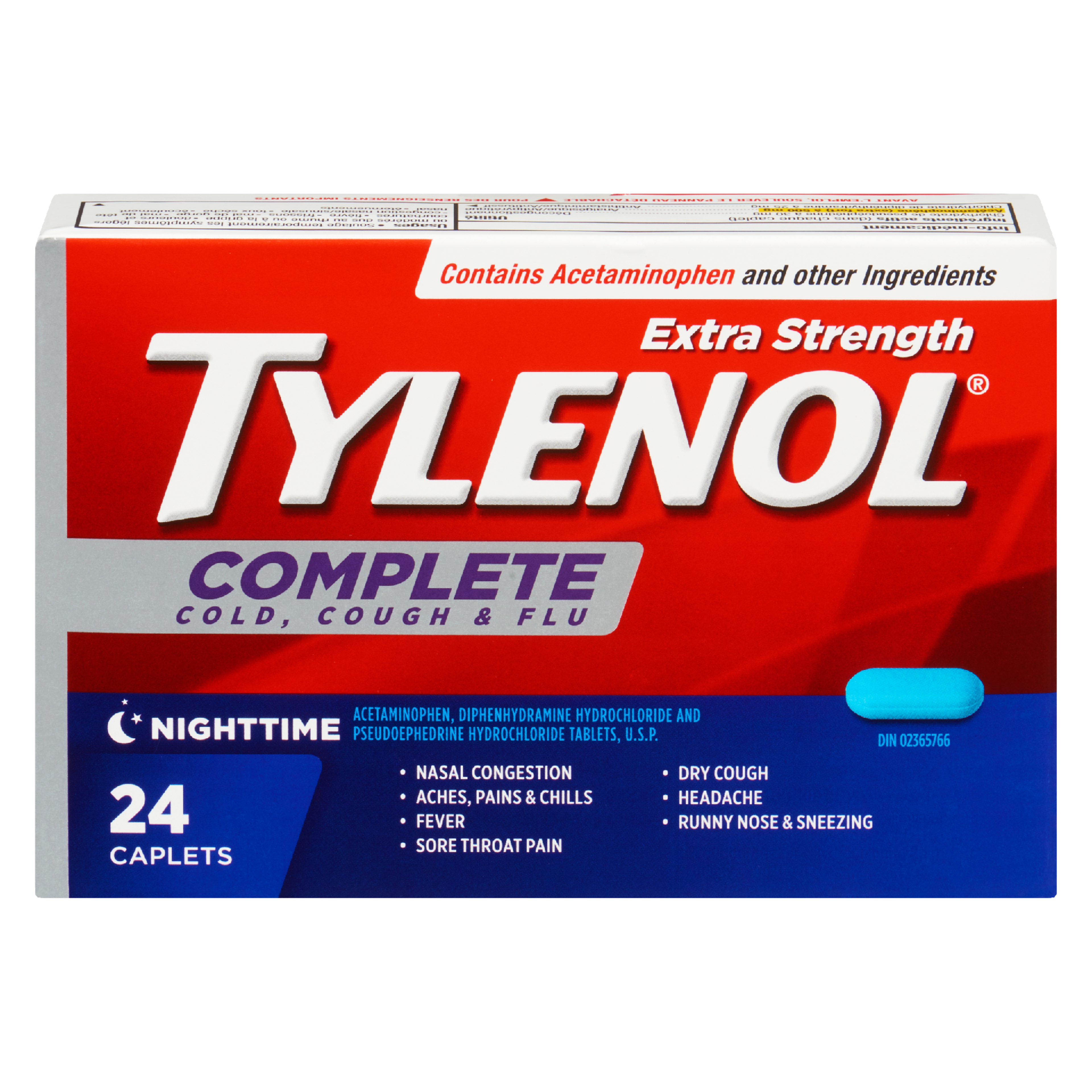 Tylenol Complete Cold, Cough & Flu Nighttime Extra Strength 24 Caplets