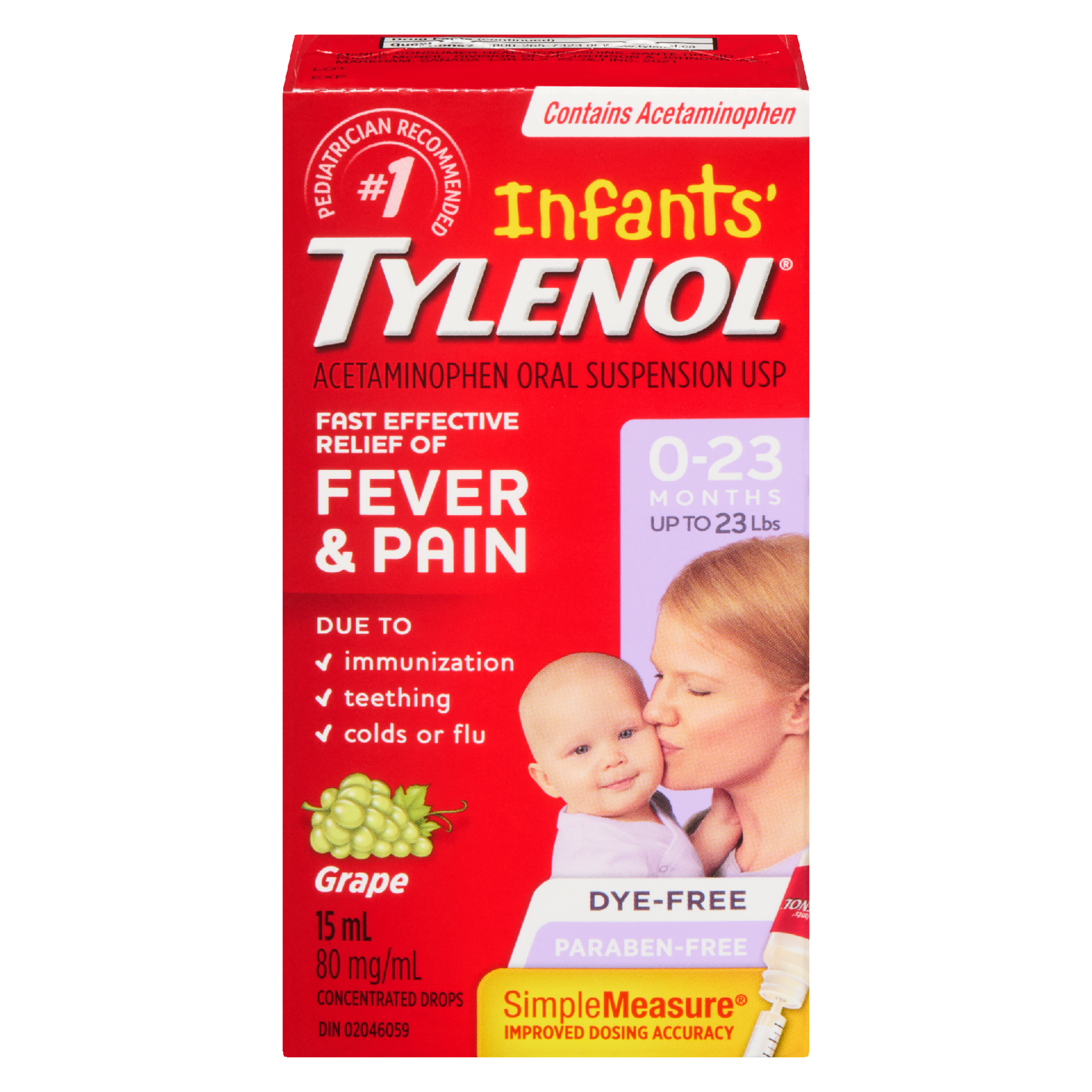 TYLENOL Infants' Acetaminophen Oral Suspension USP Concentrated Drops Grape 0-23 Months 15 ml