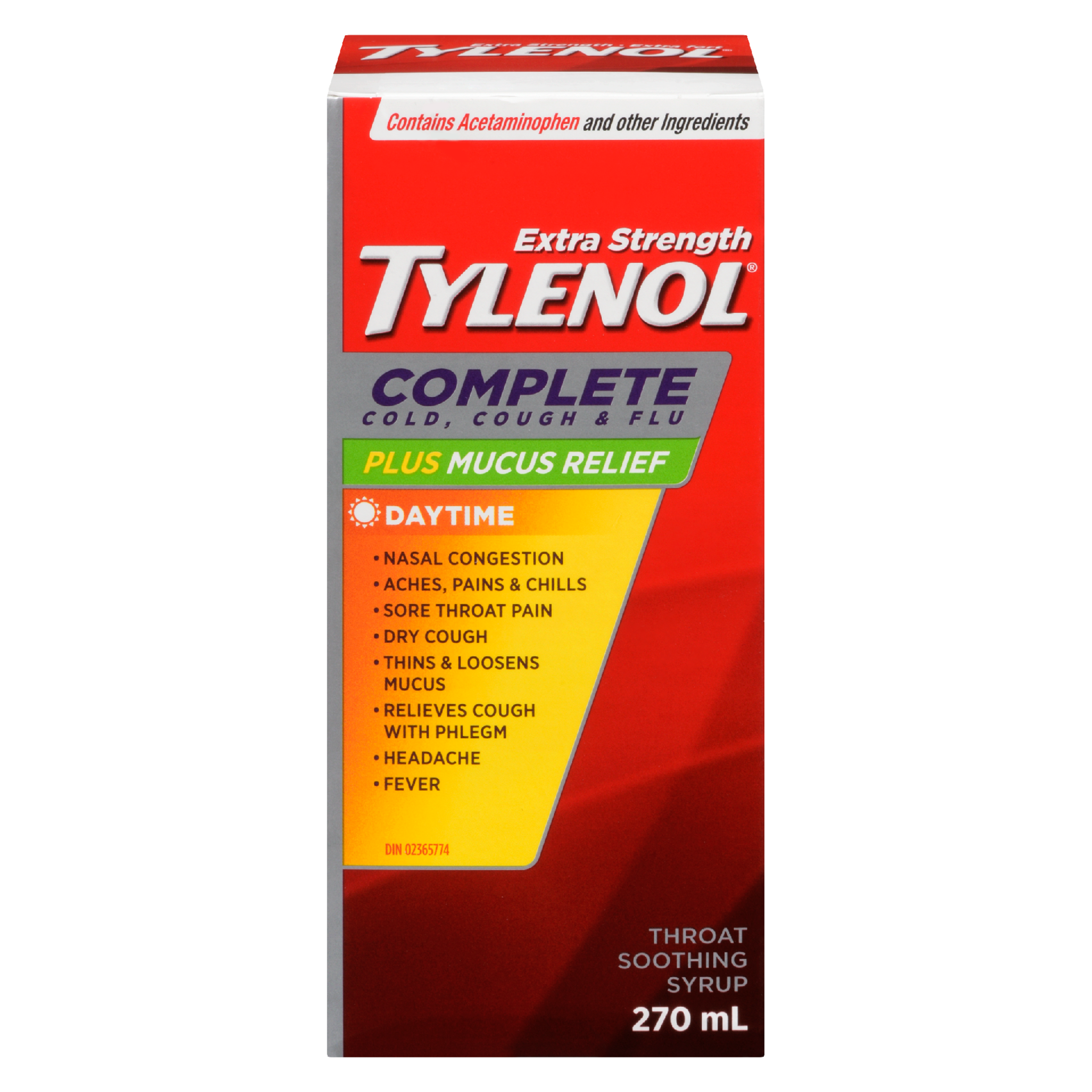 Tylenol Throat Soothing Syrup Complete Cold, Cough & Flu Daytime Extra Strength 270 ml