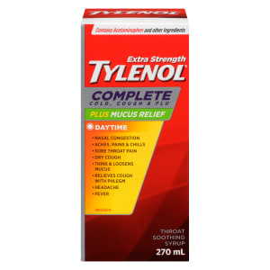 Tylenol Throat Soothing Syrup Complete Cold, Cough & Flu Daytime Extra Strength 270 ml