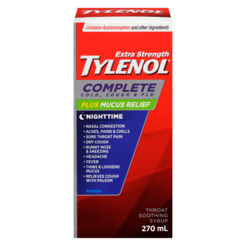 Tylenol Throat Soothing Syrup Complete Cold, Cough & Flu Extra Strength Nighttime 270 ml