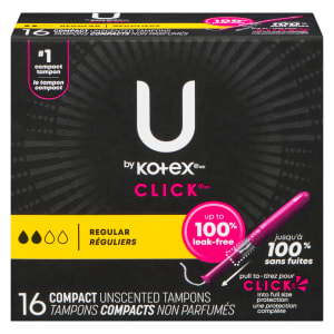 U by Kotex Click Regular 16 Compact Unscented Tampons