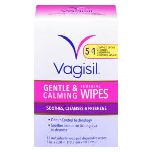 Vagisil Gentle & Calming Feminine Wipes 12 Individually Wrapped Disposable Wipes