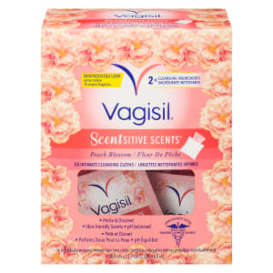 Vagisil Scentsitive Scents Peach Blossom 16 Individually Wrapped Intimate Cleansing Cloths