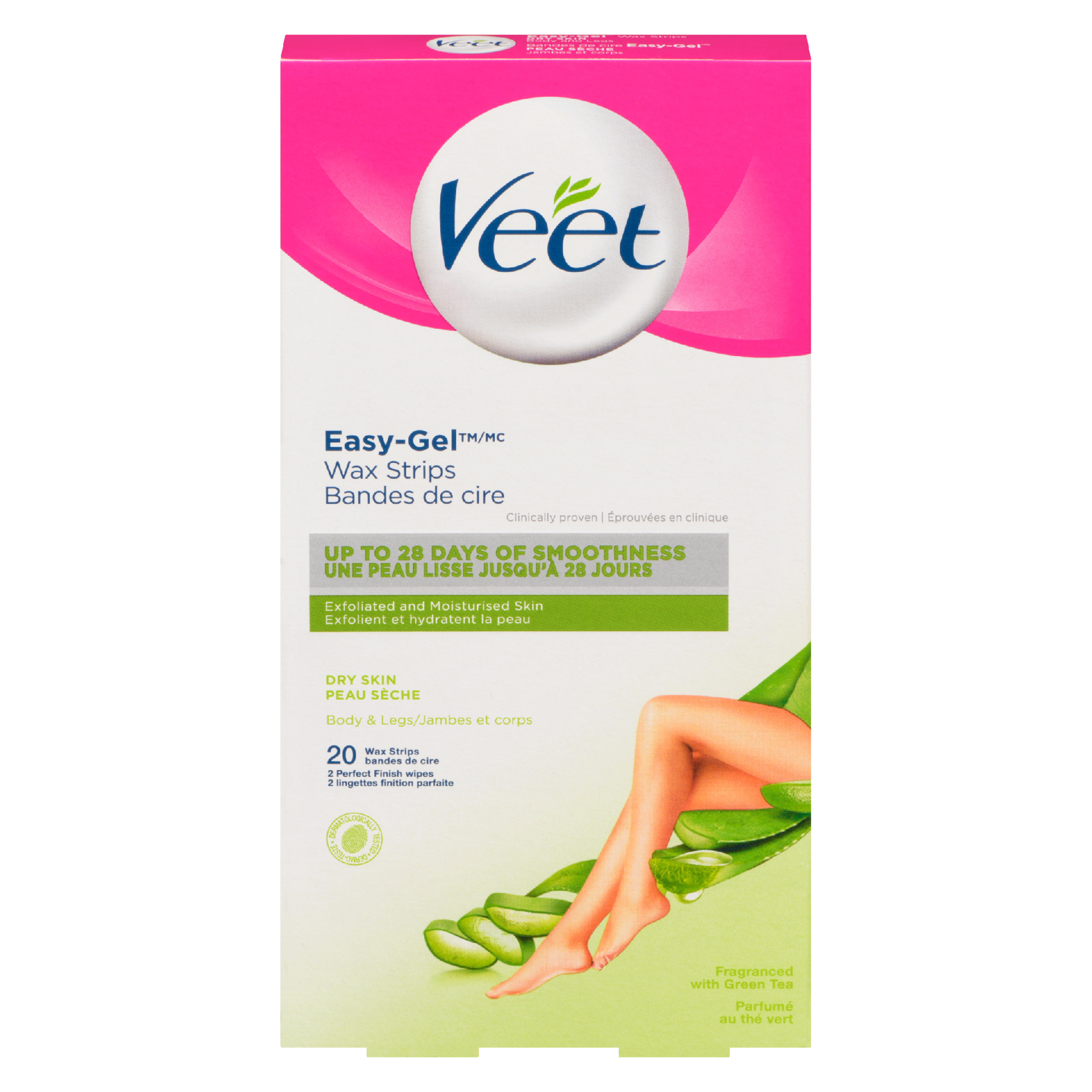 Veet Easy-Gel Wax Strips Dry Skin Body & Legs 20 Wax Strips