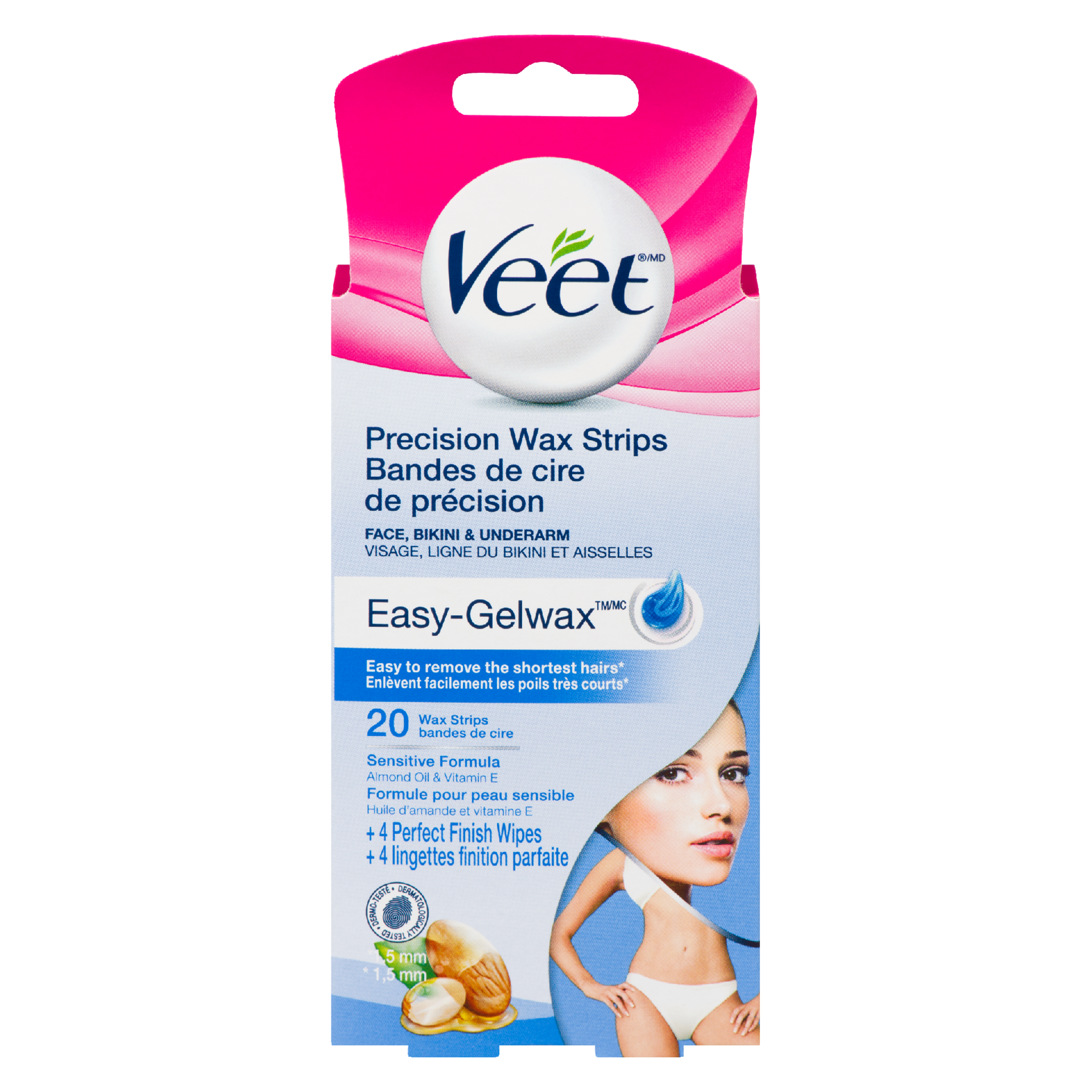 Veet Precision Wax Strips Face, Bikini & Underarm 20 Wax Strips