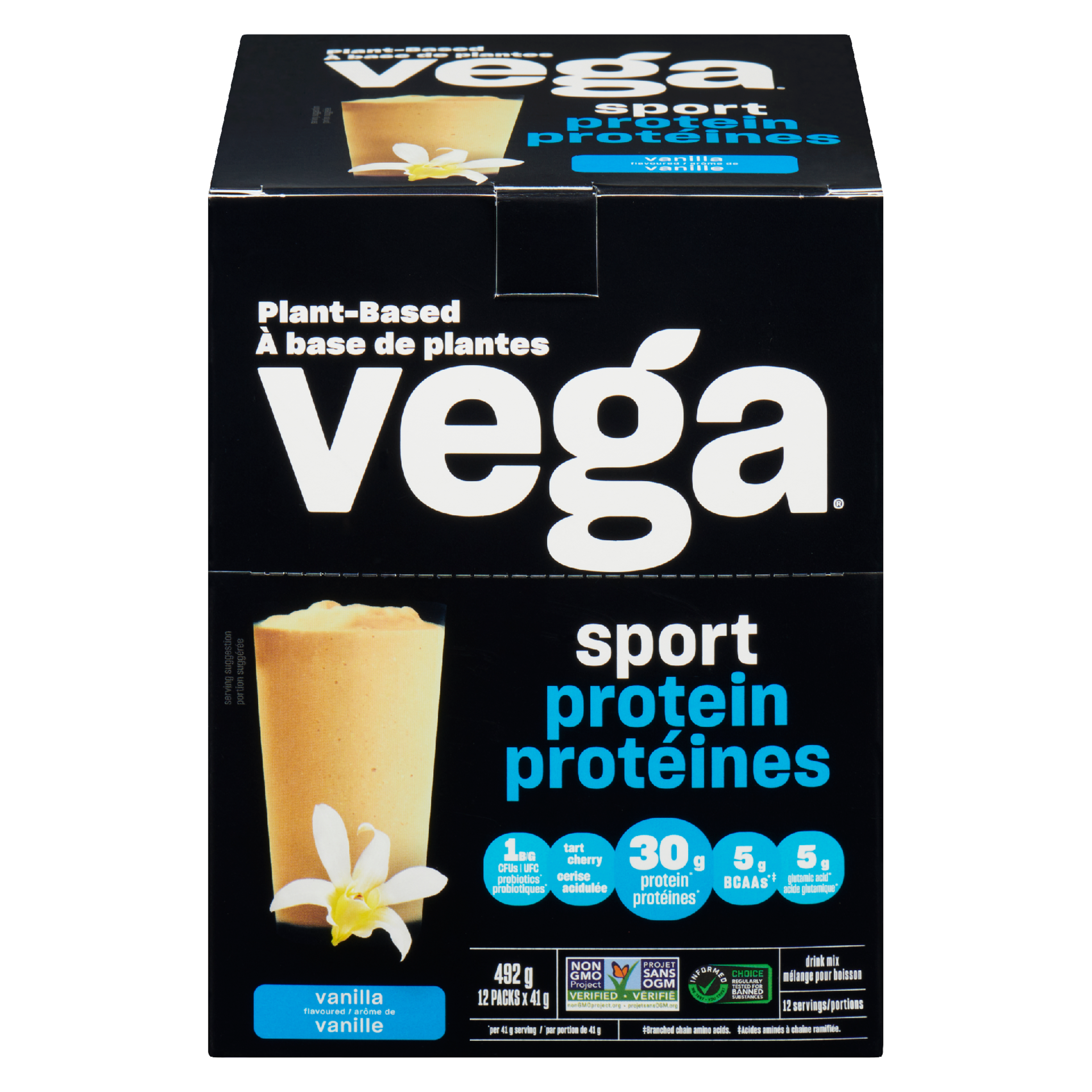 Vega Sport Protein Drink Mix Vanilla Flavoured 12 Packs x 41 g (492 g)