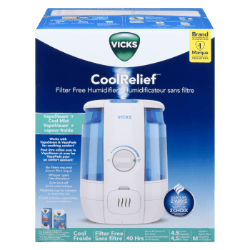 Vicks CoolRelief Filter Free Humidifier M 4.5 Litres Capacity