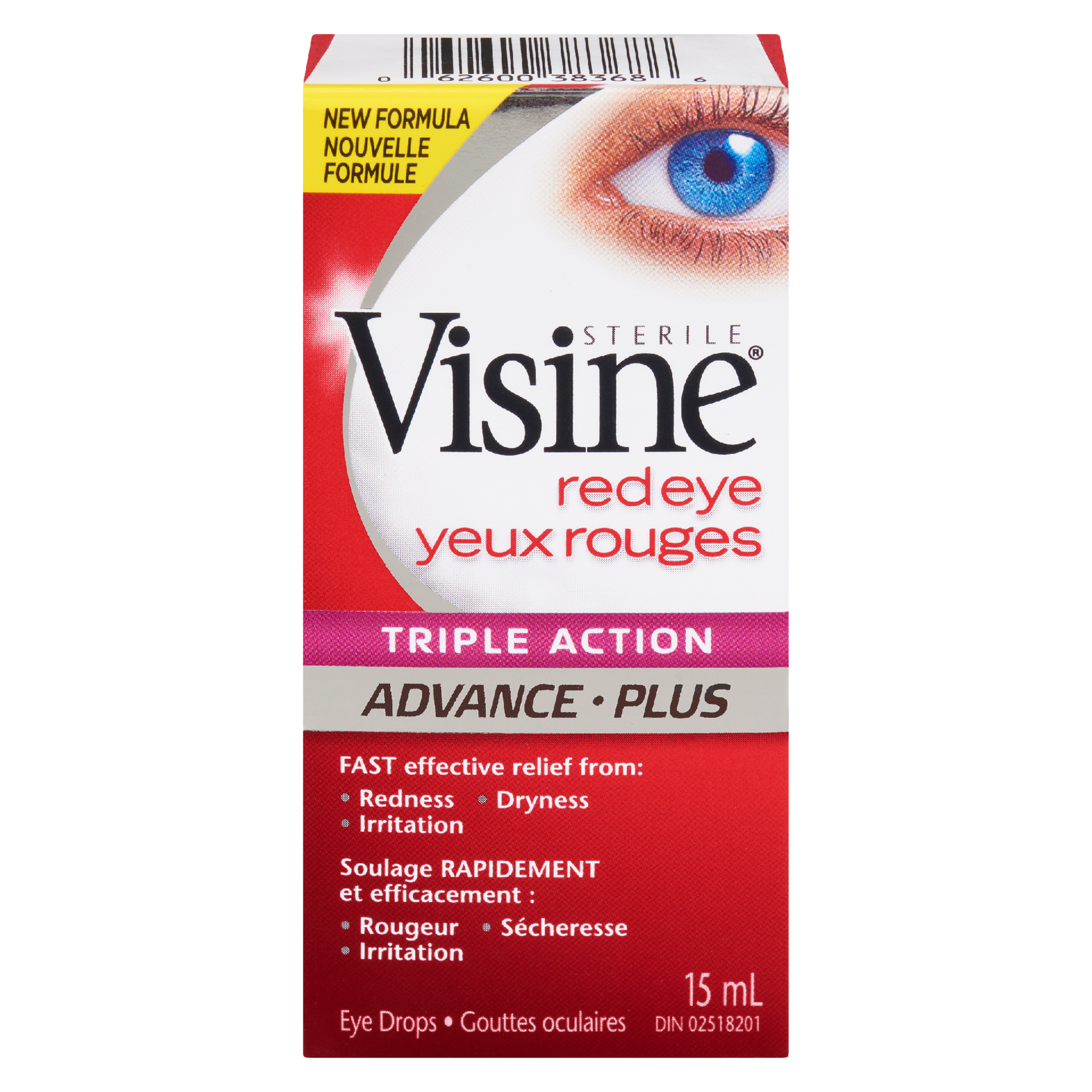 Visine Eye Drops Sterile Red Eye Triple Action Advance 15 ml