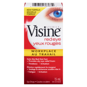 Visine Eye Drops Sterile Red Eye Workplace 15 ml