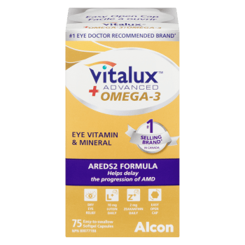 Vitalux Advanced + Omega-3 Eye Vitamin & Mineral 75 Easy-to-Swallow Softgel Capsules