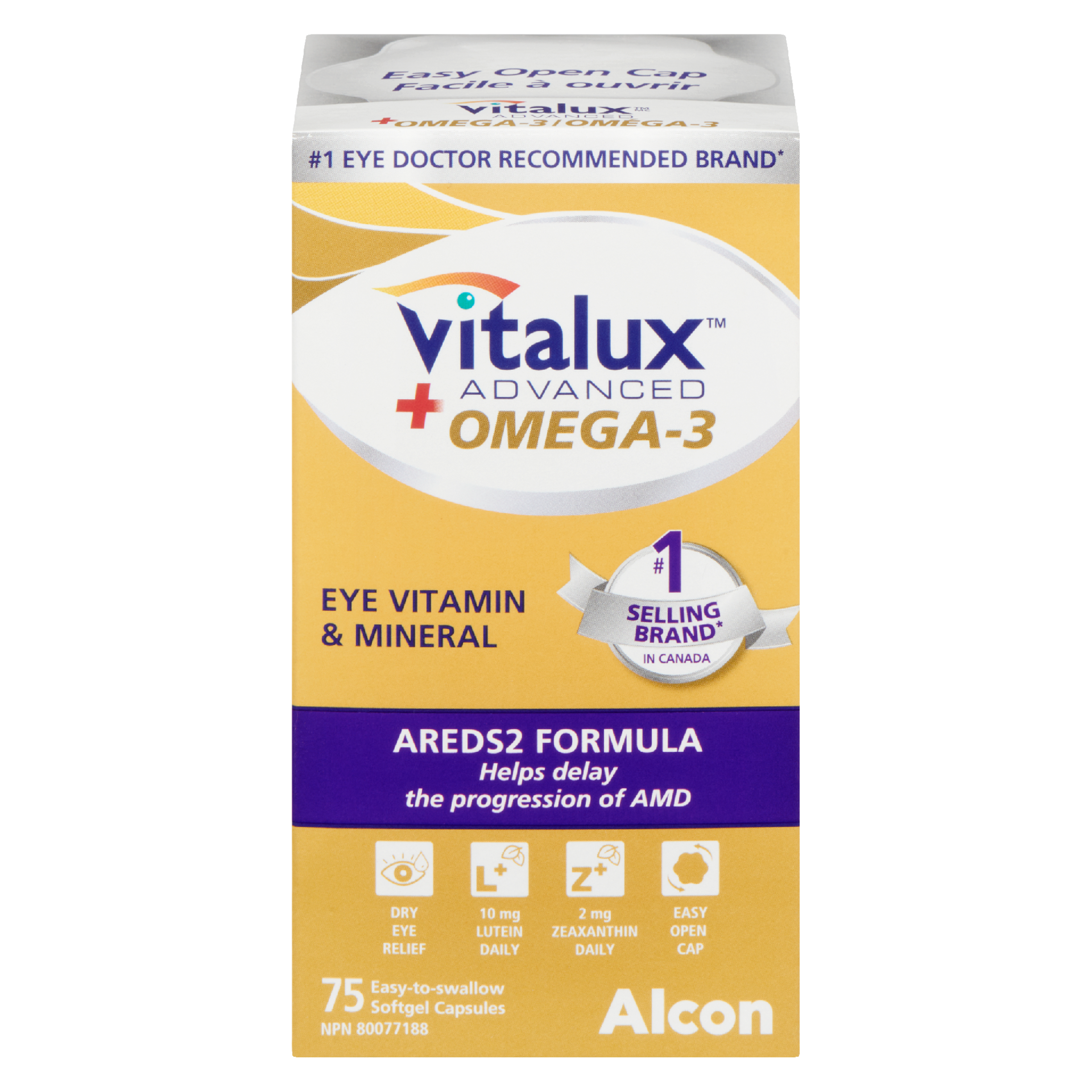 Vitalux Advanced + Omega-3 Eye Vitamin & Mineral 75 Easy-to-Swallow Softgel Capsules