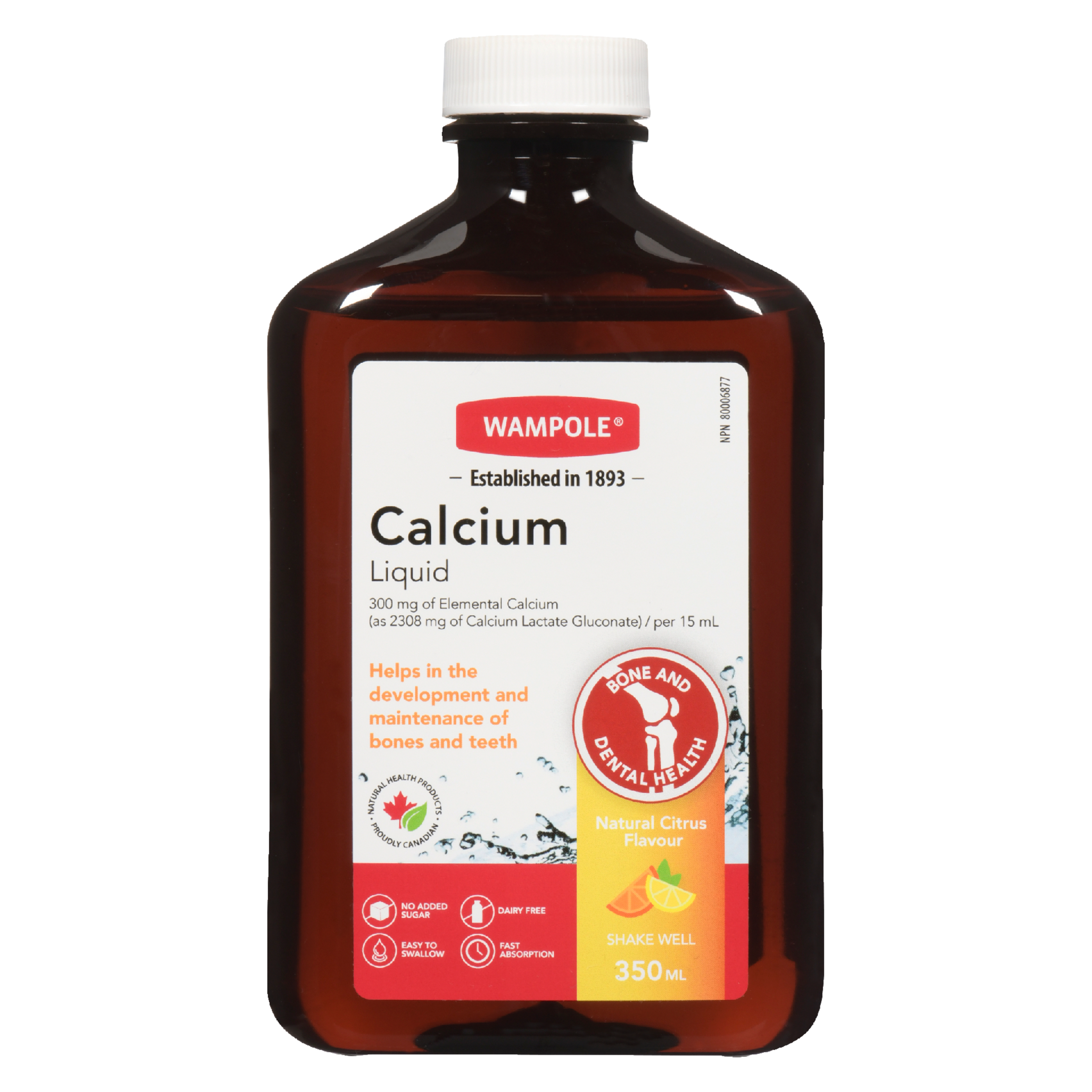 Wampole Calcium Liquid Natural Citrus Flavour 350 ml