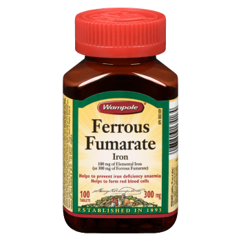Wampole Ferrous Fumarate Iron 300 mg 100 Tablets