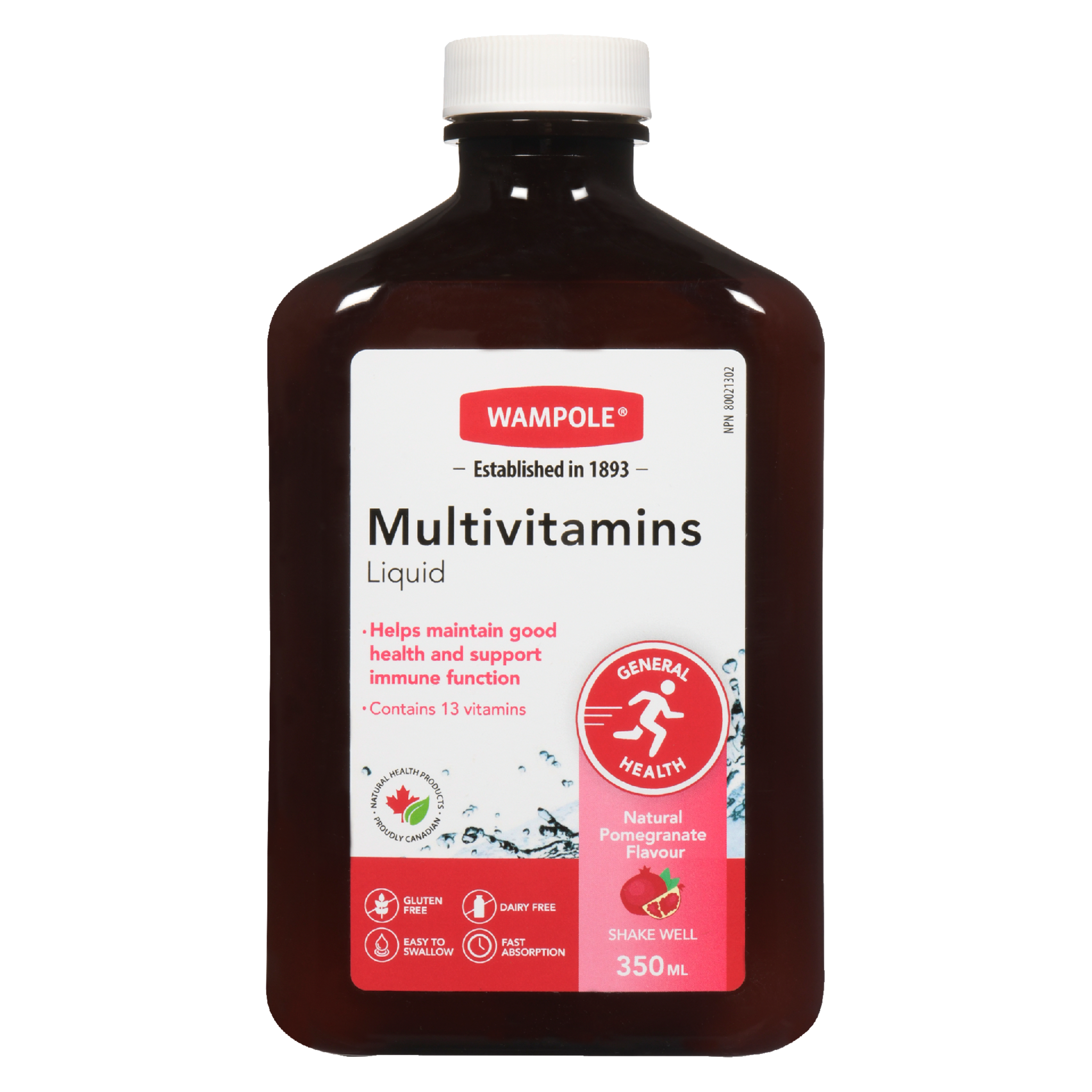 Wampole Multivitamins Liquid Natural Pomegranate Flavour 350 ml