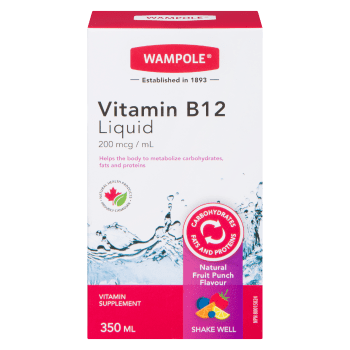 Wampole Vitamin B12 Liquid 200 mcg ml Natural Fruit Punch Flavour 350 ml
