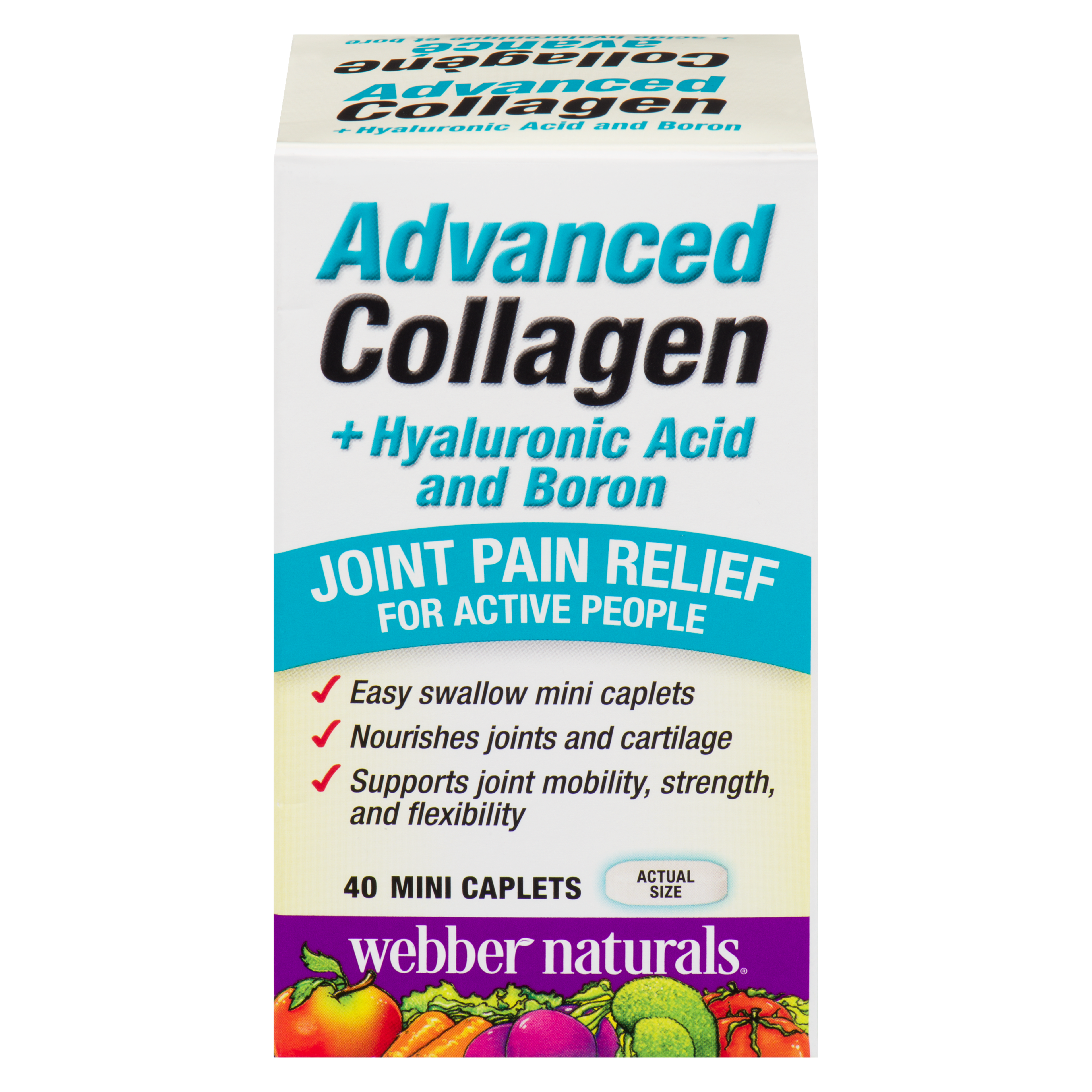 Webber Naturals Advanced Collagen + Hyaluronic Acid and Boron with Type II Collagen 40 Mini Caplets