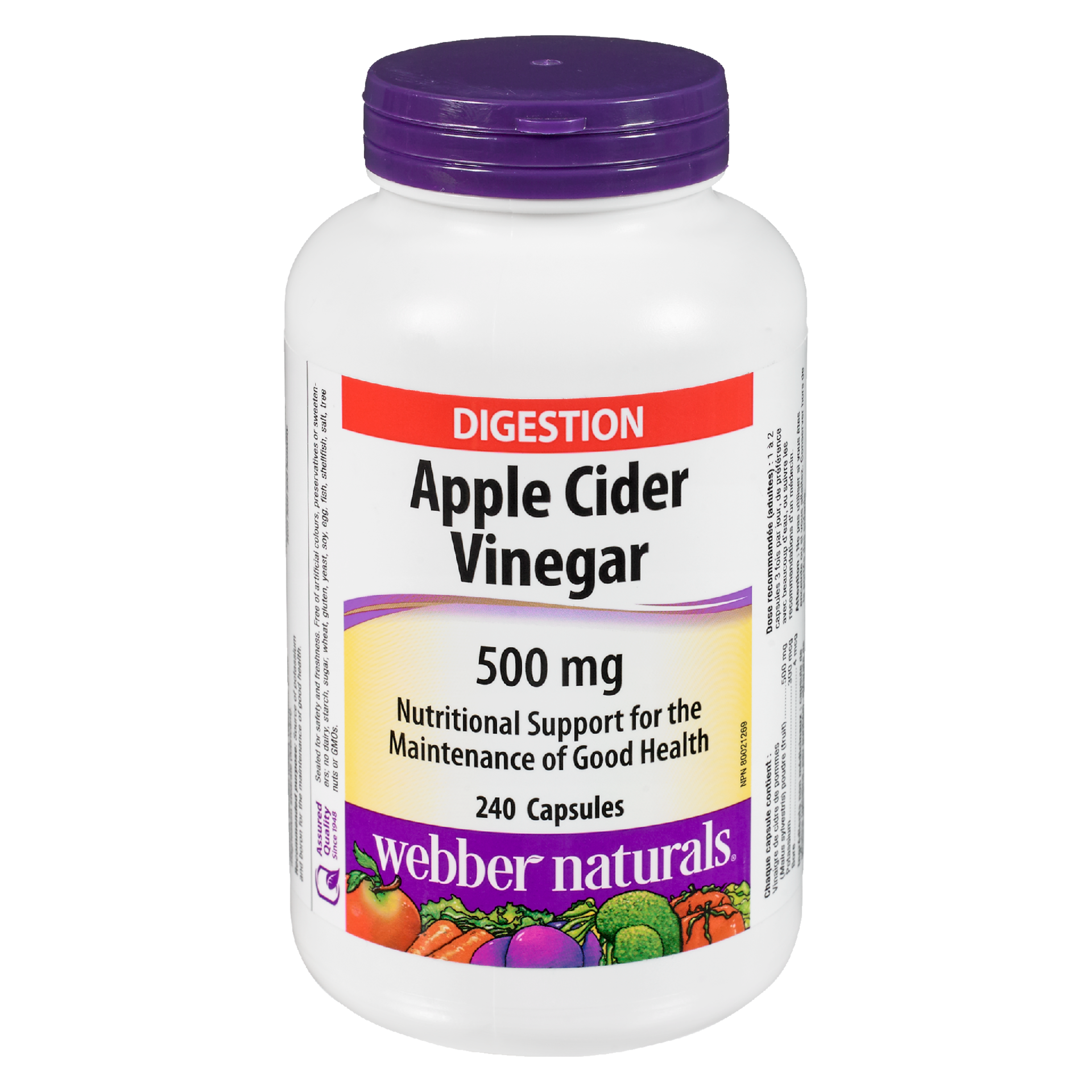 Webber Naturals Apple Cider Vinegar 500 mg x 240 Capsules
