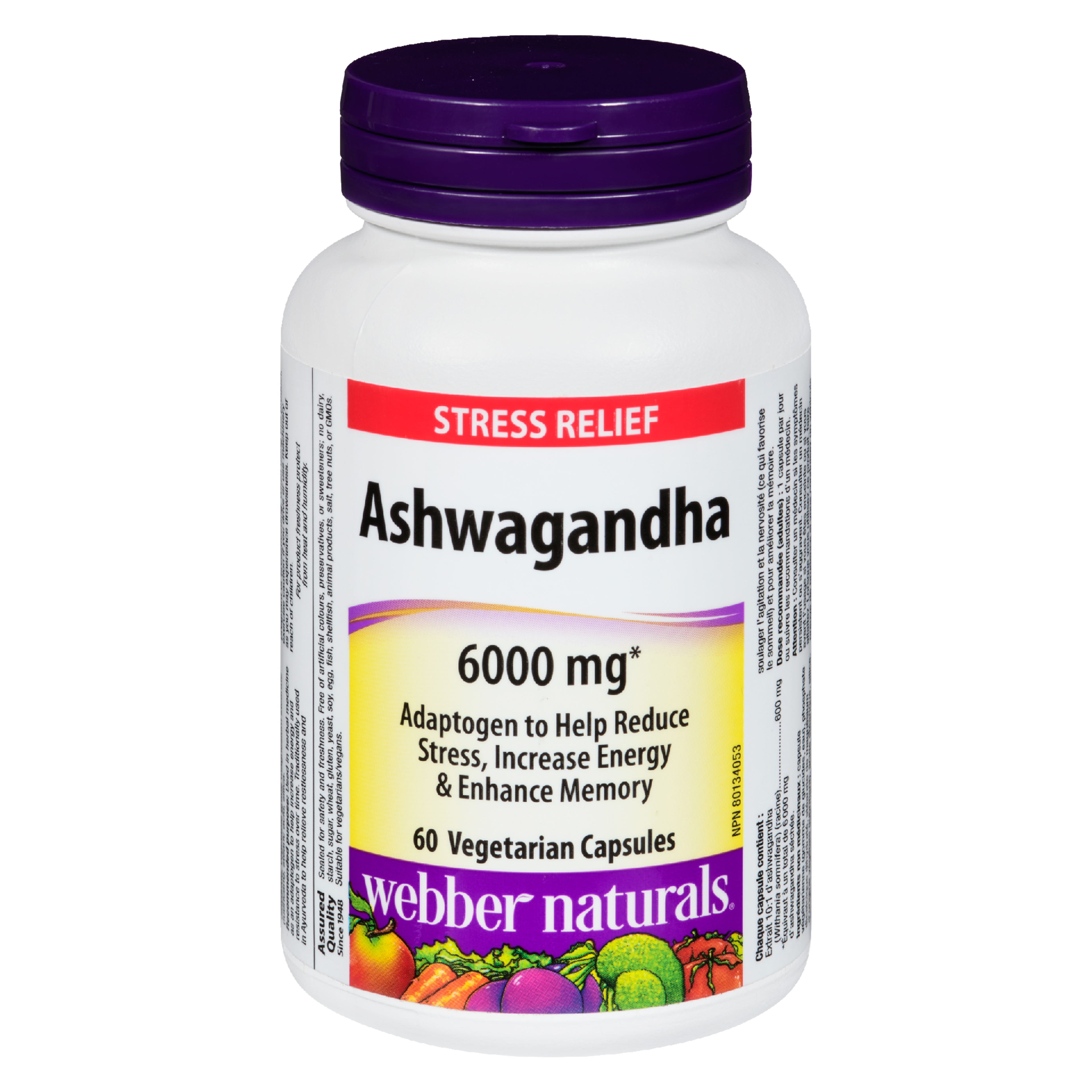 Webber Naturals Ashwagandha 6000 mg 60 Vegetarian Capsules