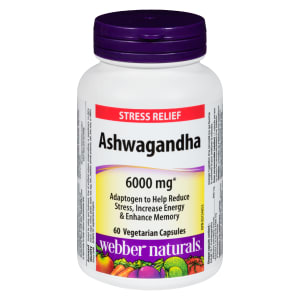 Webber Naturals Ashwagandha 6000 mg 60 Vegetarian Capsules