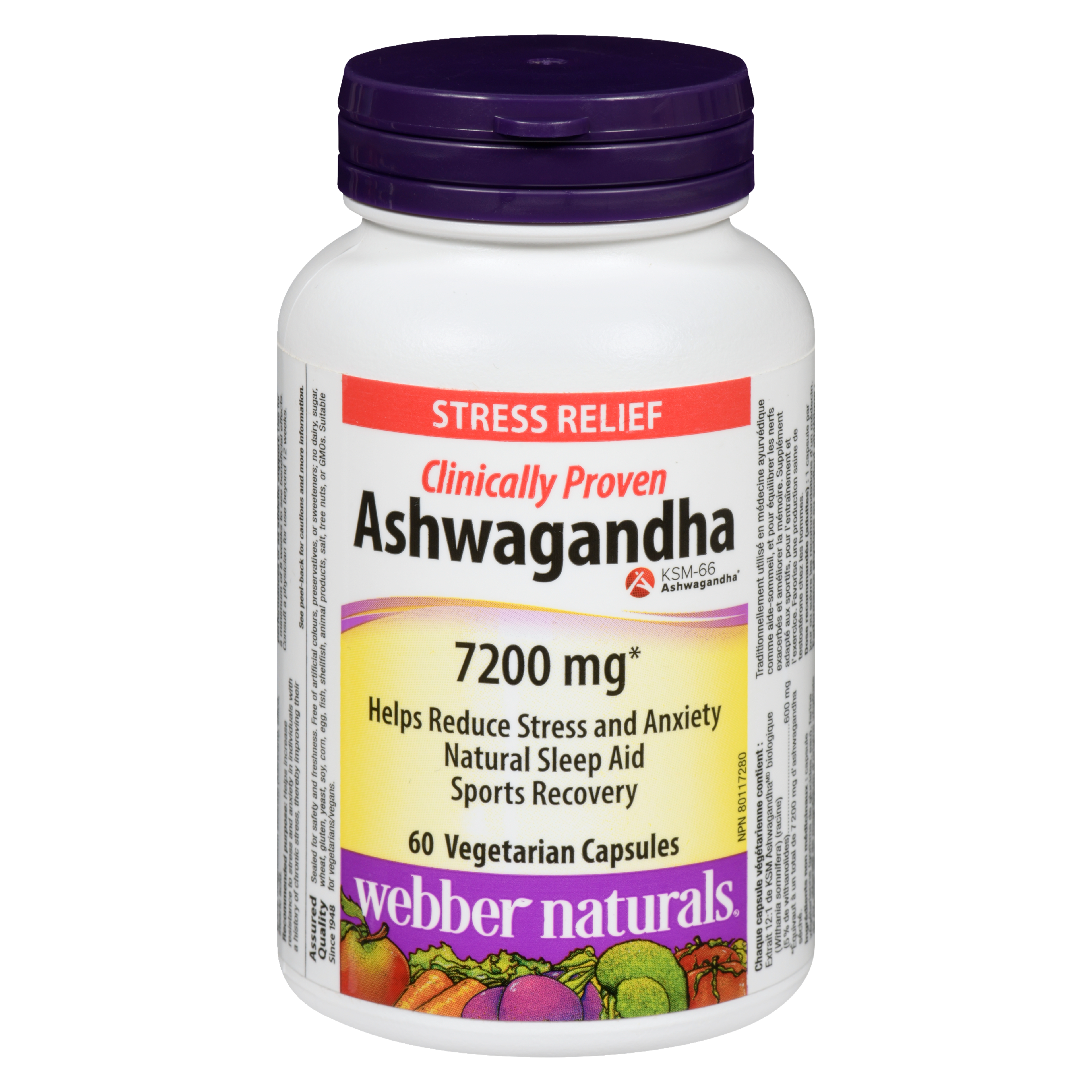 Webber Naturals Ashwagandha 7200 mg 60 Vegetarian Capsules