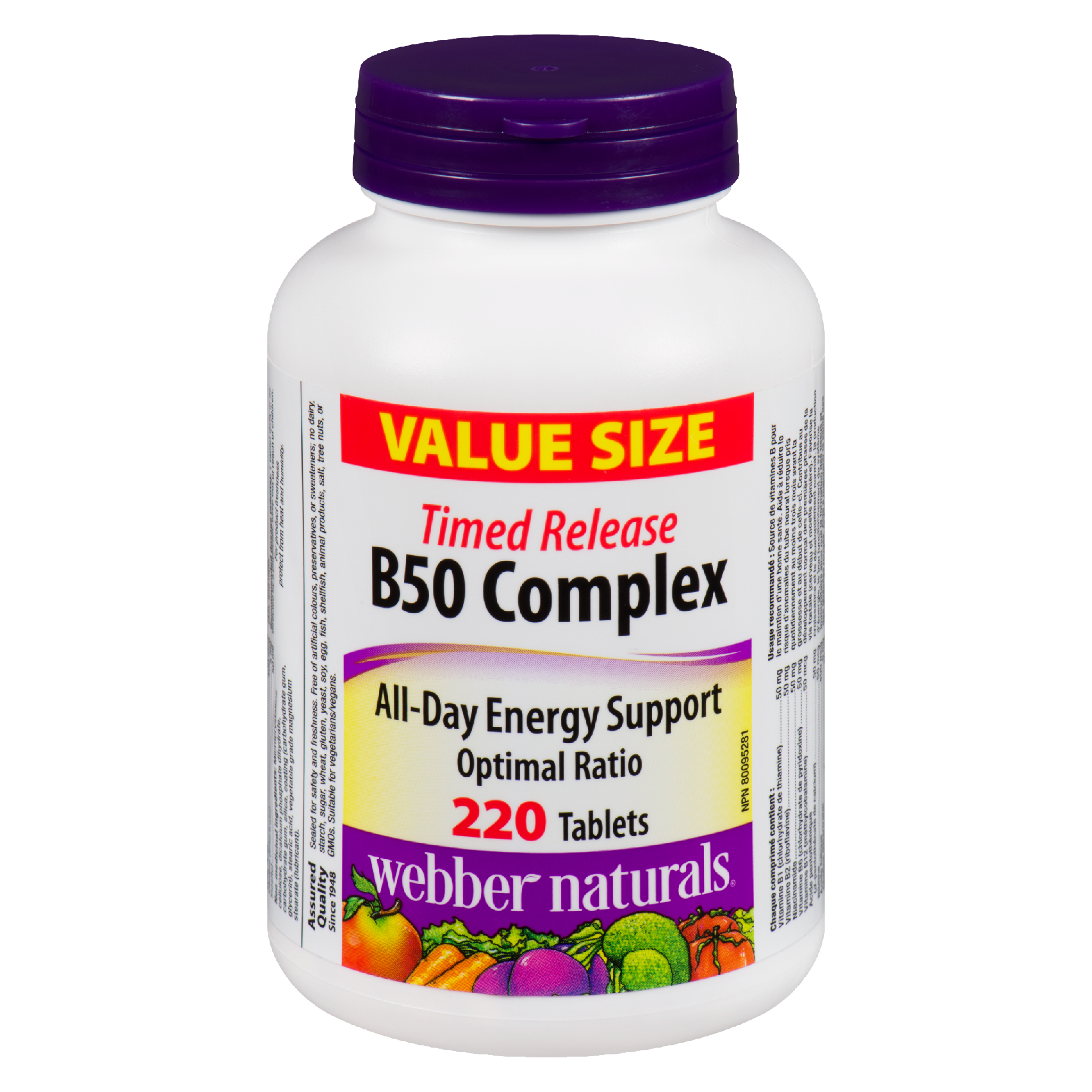 Webber Naturals B50 Complex Timed Release Value Size 220 Tablets