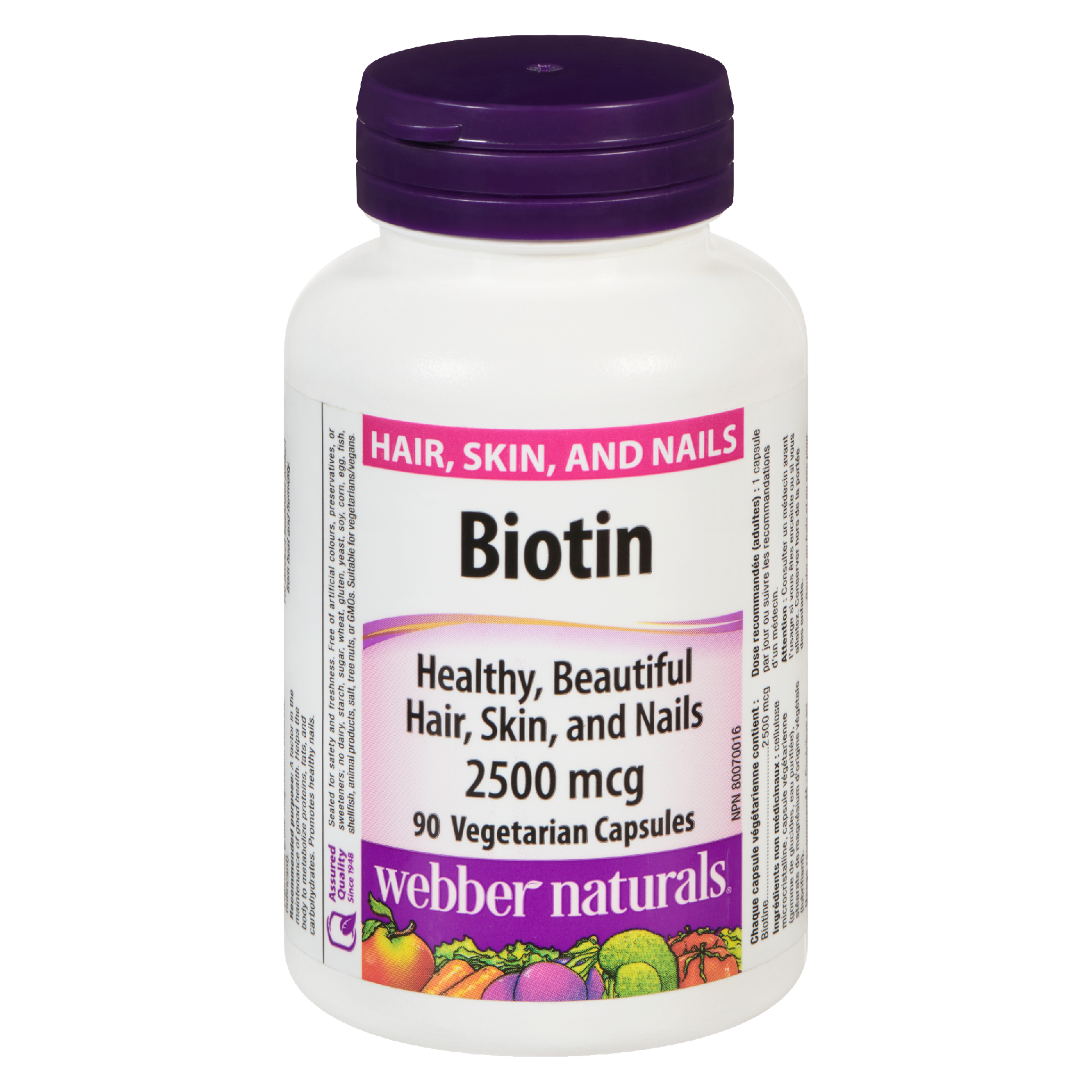 Webber Naturals Vitamin Biotin 2500 mcg 90 Vegetarian Capsules