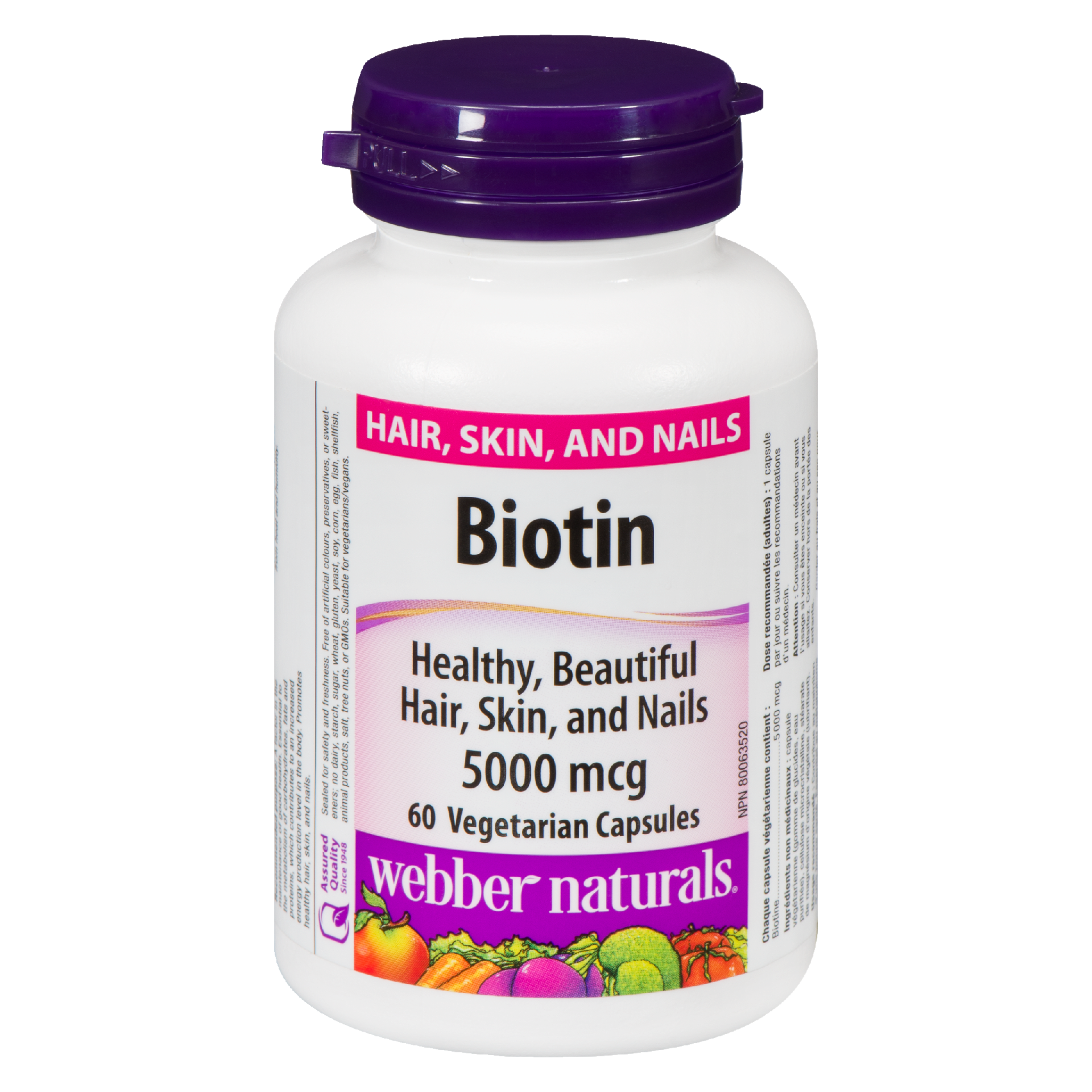 Webber Naturals Biotin 5000 mcg 60 Vegetarian Capsules