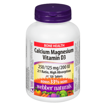 Webber Naturals Bone Health Calcium Magnesium Vitamin D3 250/125 mg/200 IU 120 Tablets