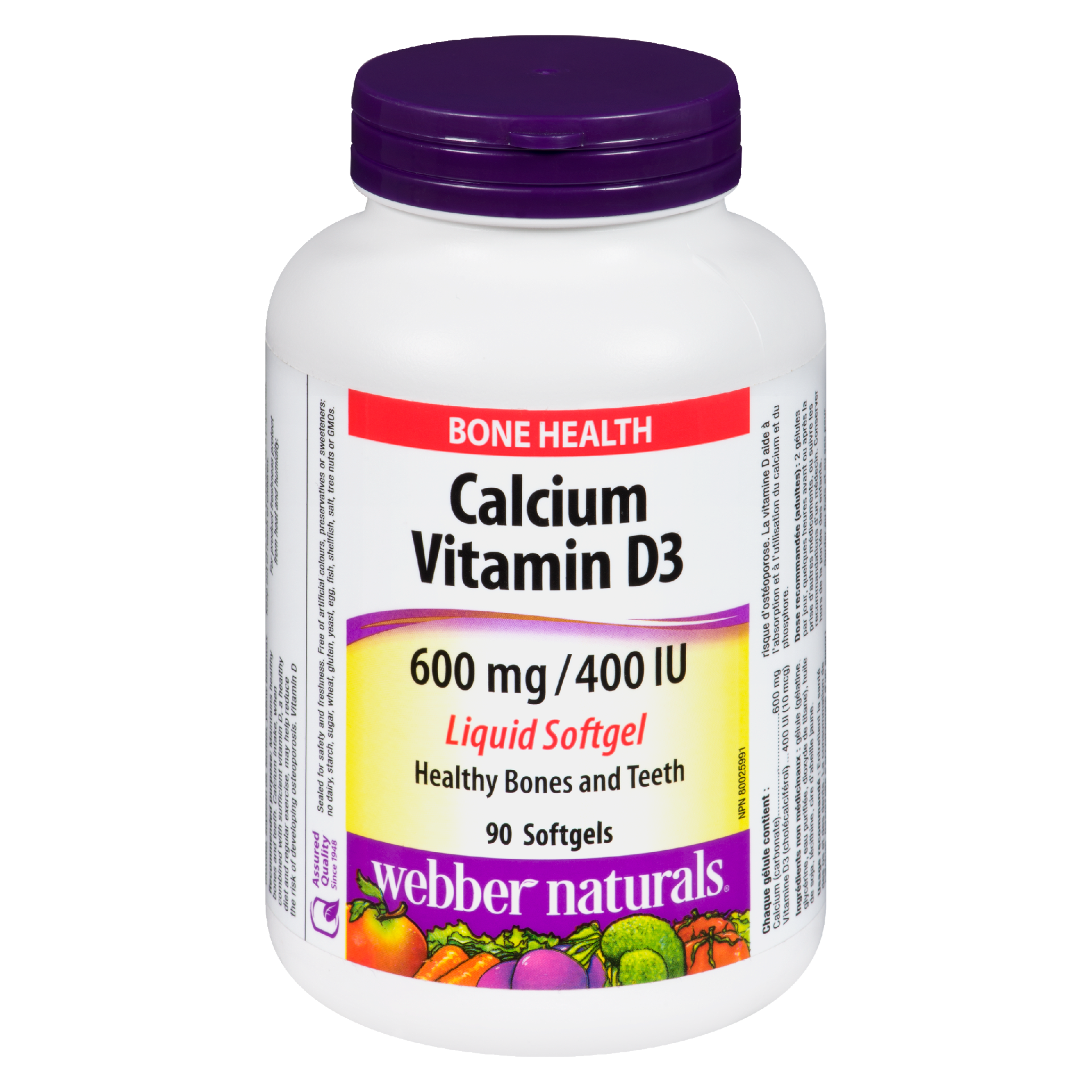 Webber Naturals Bone Health Calcium Vitamin D3 600 mg / 400 IU 90 Softgels