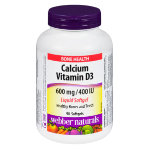 Webber Naturals Bone Health Calcium Vitamin D3 600 mg / 400 IU 90 Softgels