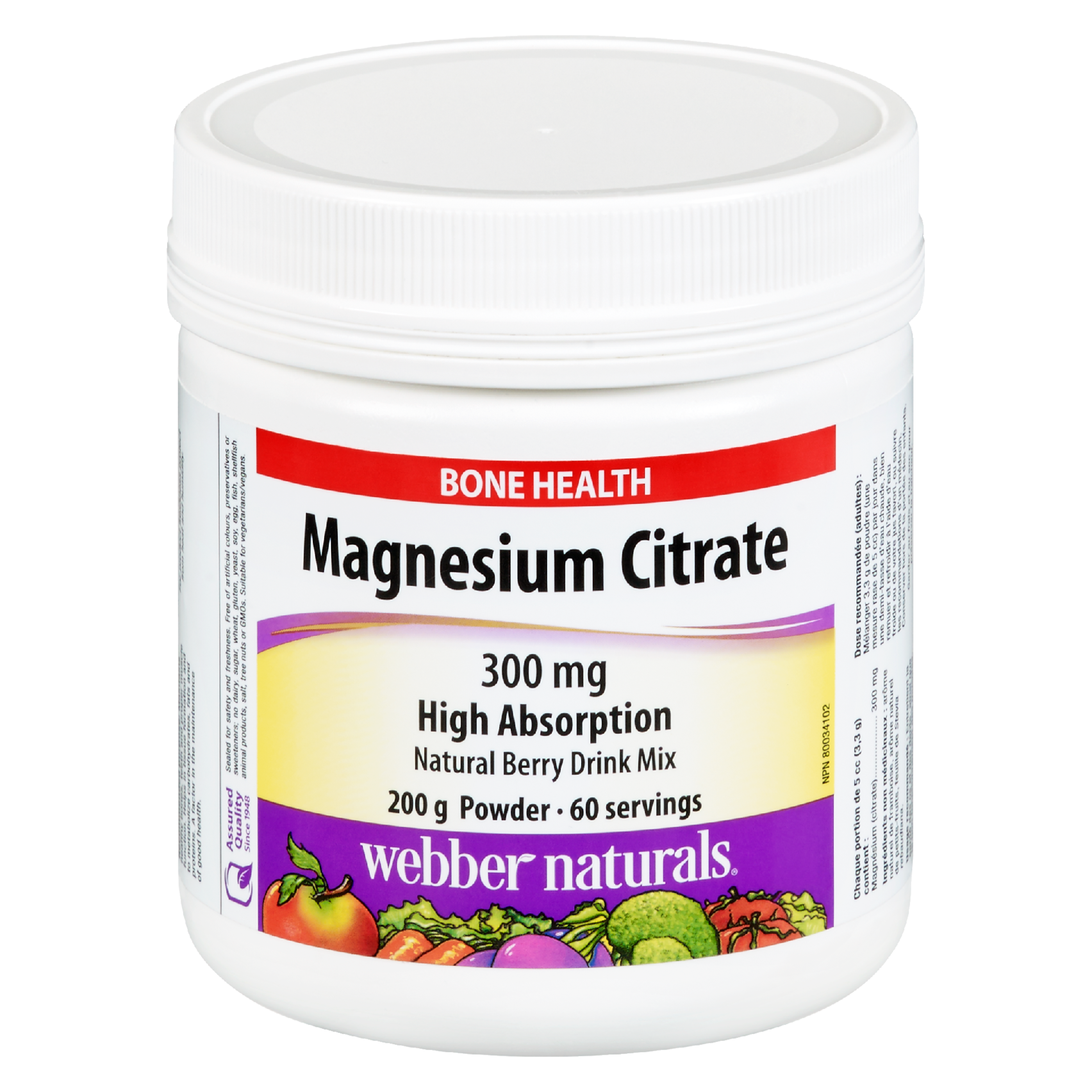 Webber Naturals Bone Health Magnesium Citrate 300 mg 200 g Powder