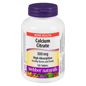 Webber Naturals Calcium Citrate 300 mg High Absorption 120 Tablets