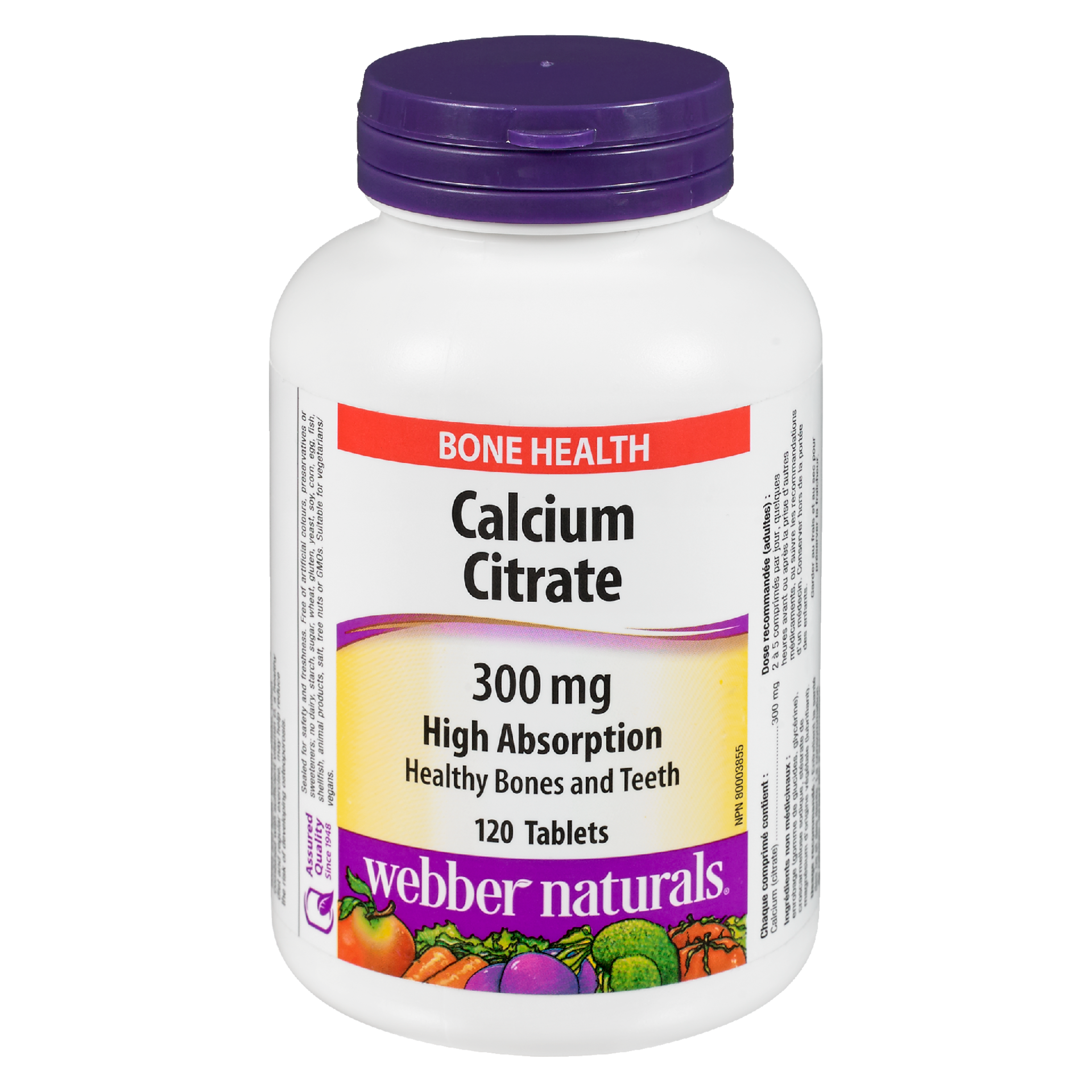 Webber Naturals Calcium Citrate 300 mg High Absorption 120 Tablets