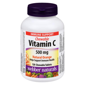 Webber Naturals Chewable Vitamin C 500 mg Natural Orange 120 Chewable Tablets